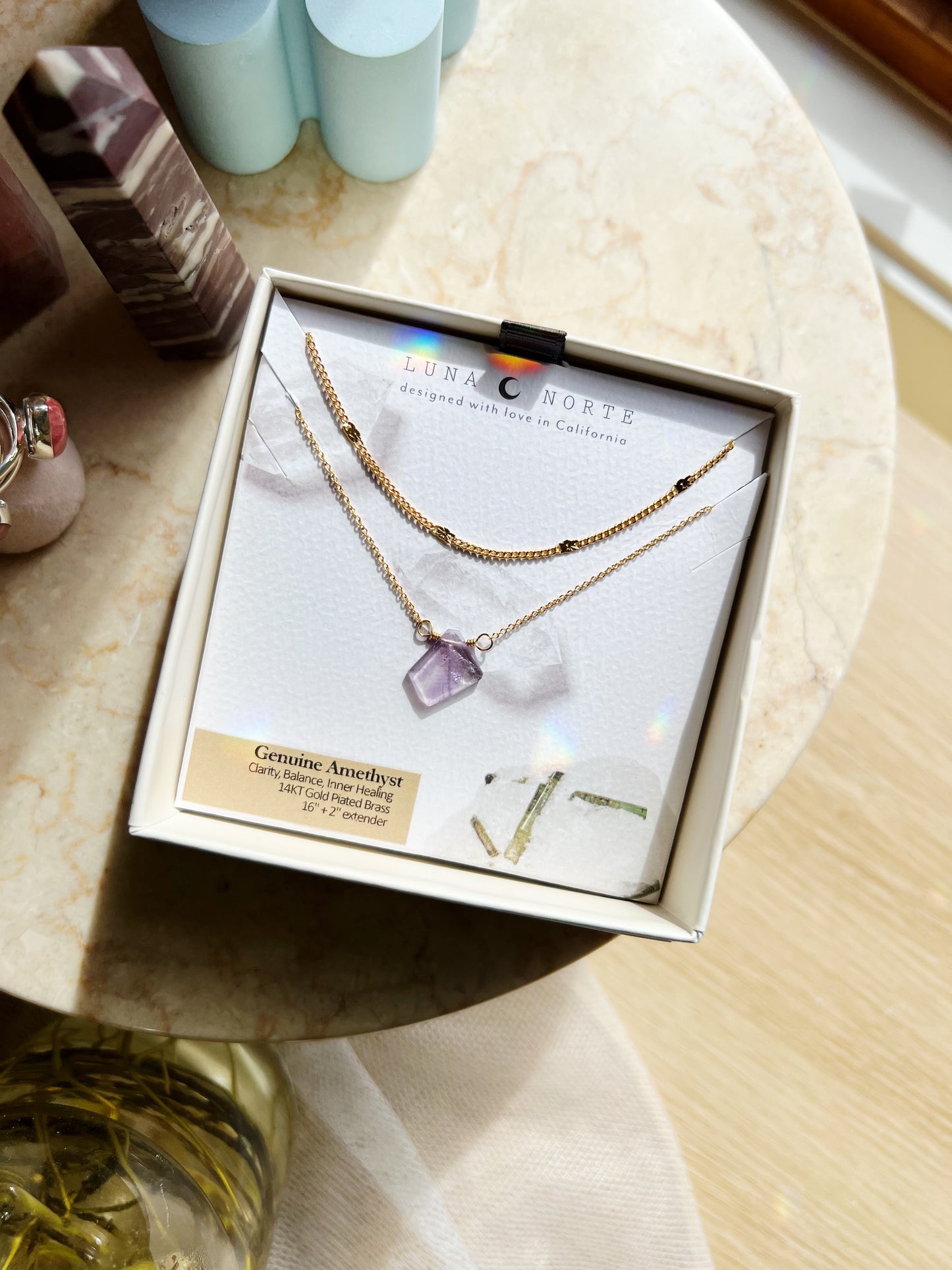 Aura Slice Gemstone Halskjede - Amethyst