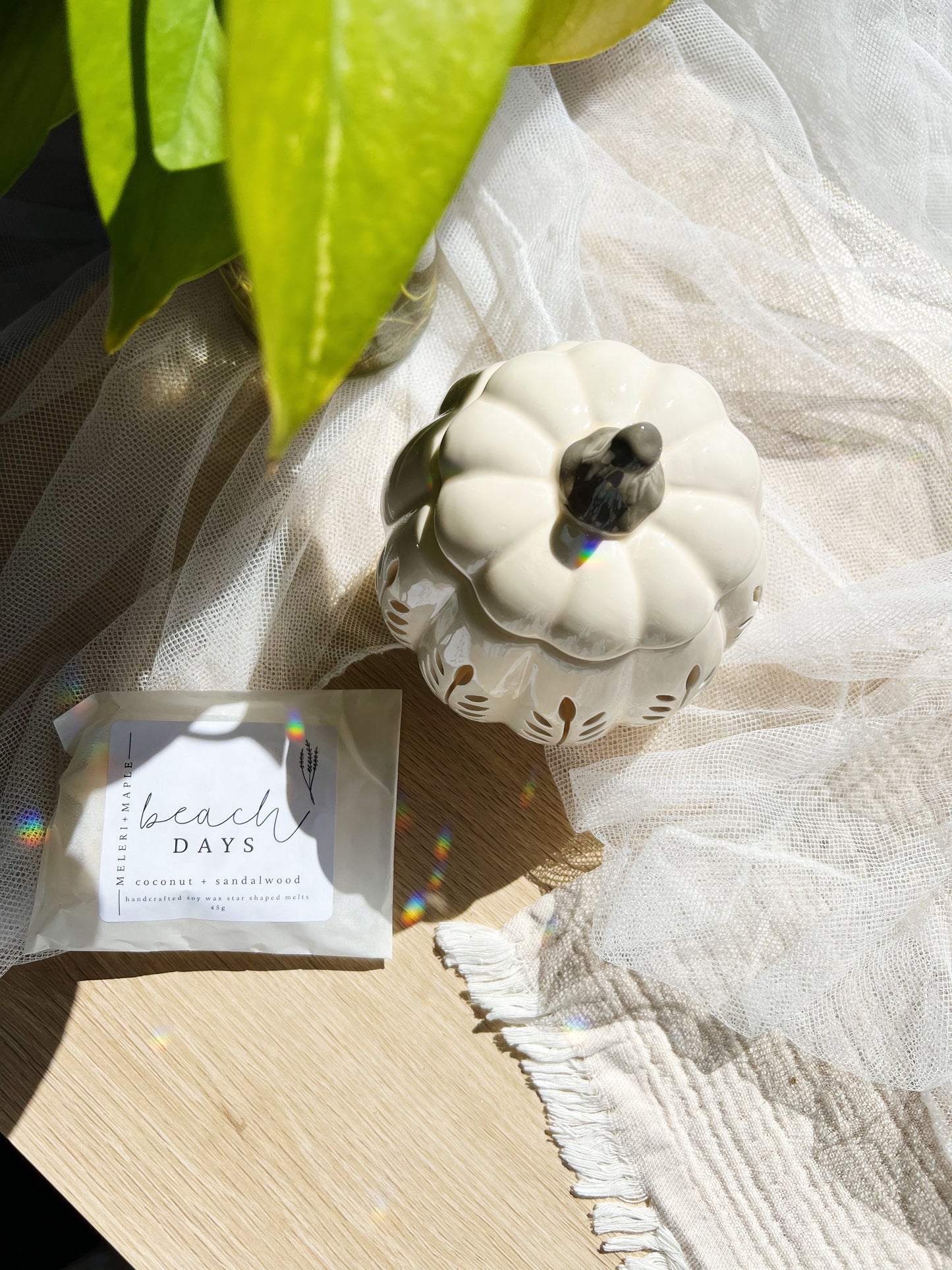 Cream Autumn Leaf Cut Out Pumpkin Olje og Wax Melt Brenner