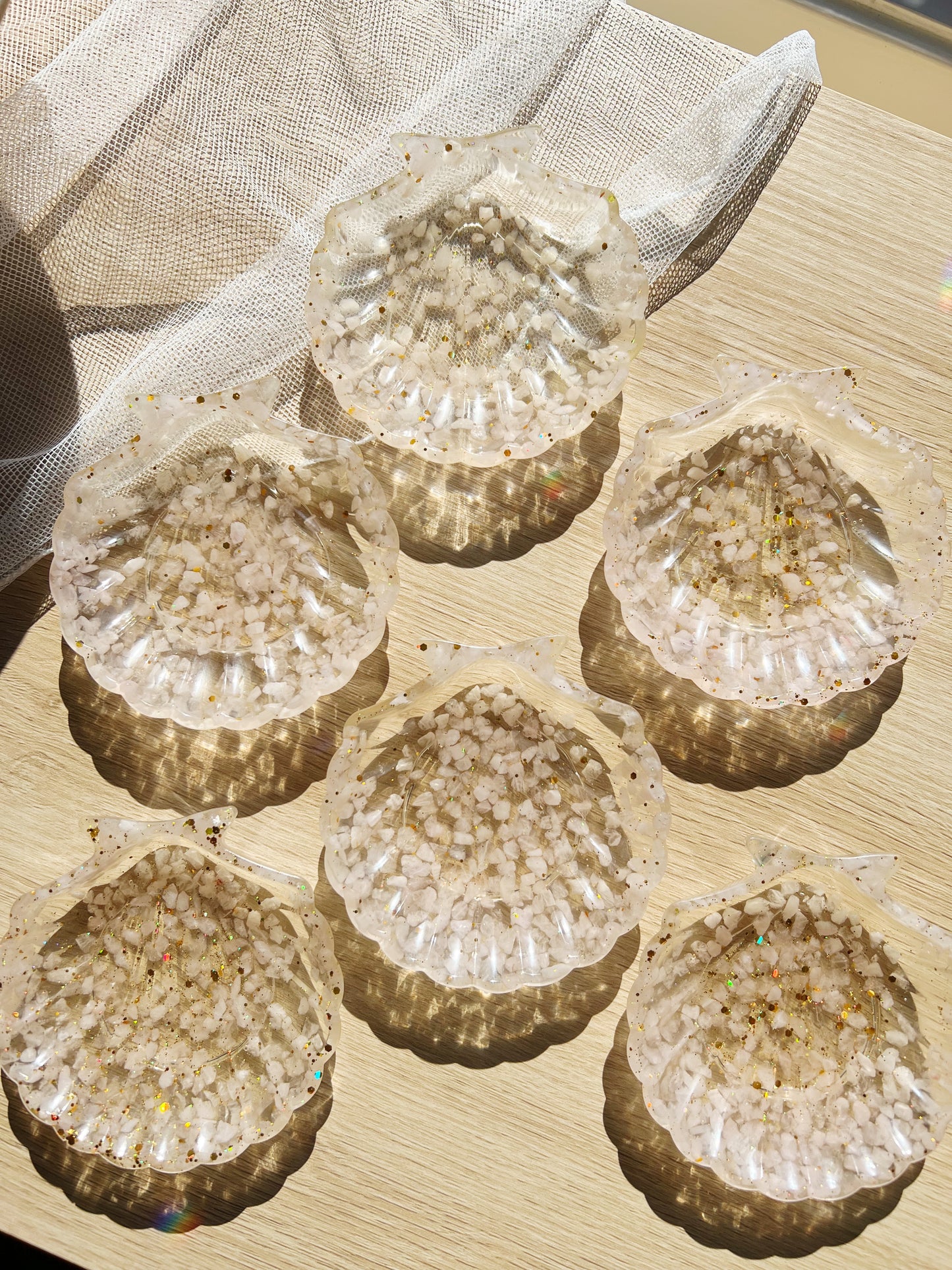 Rosenkvarts Krystall Seashell Resin Bolle