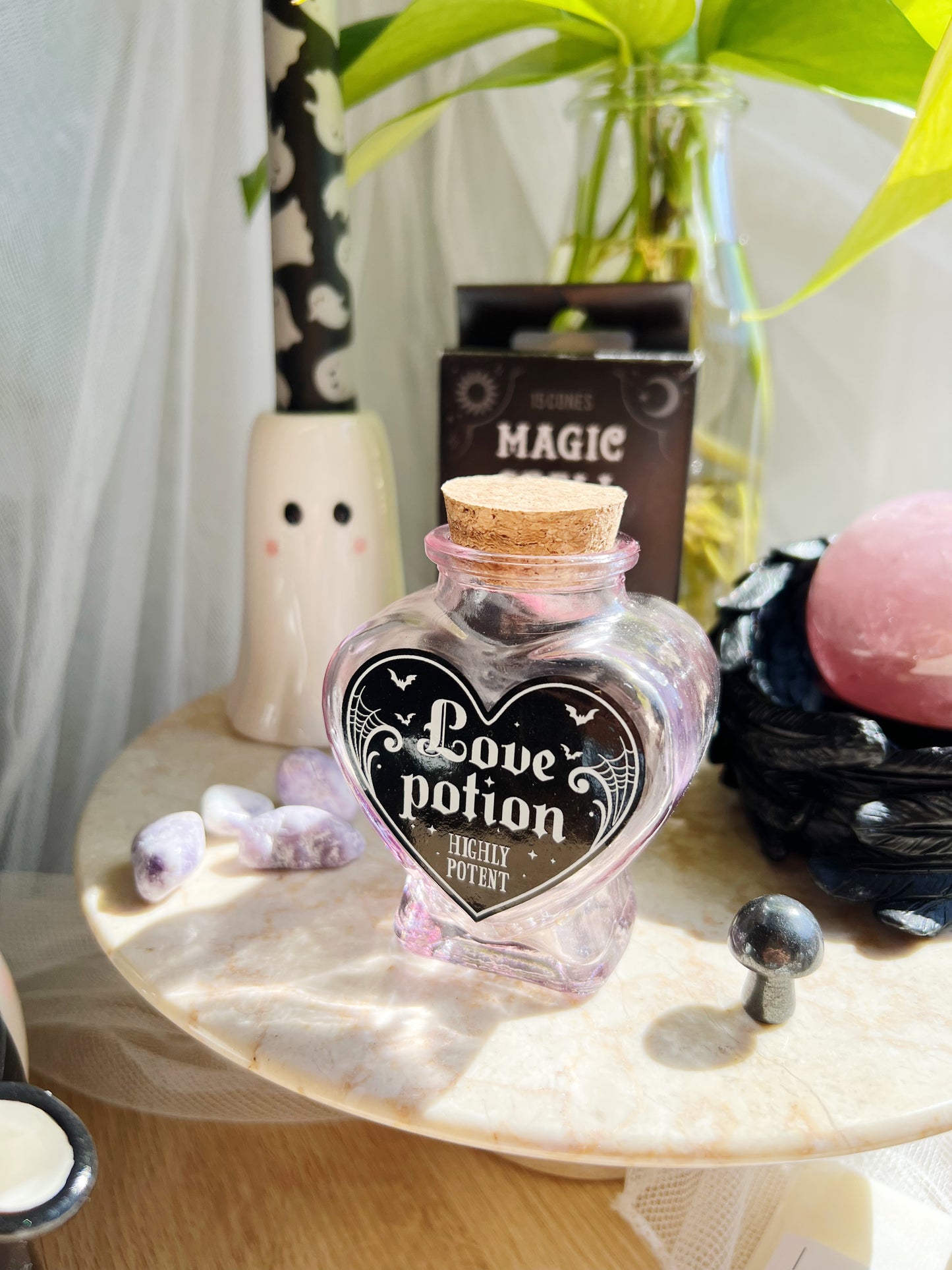 Love Potion – glassflaske i hjerteform ( 4 x 6 x 8 cm)