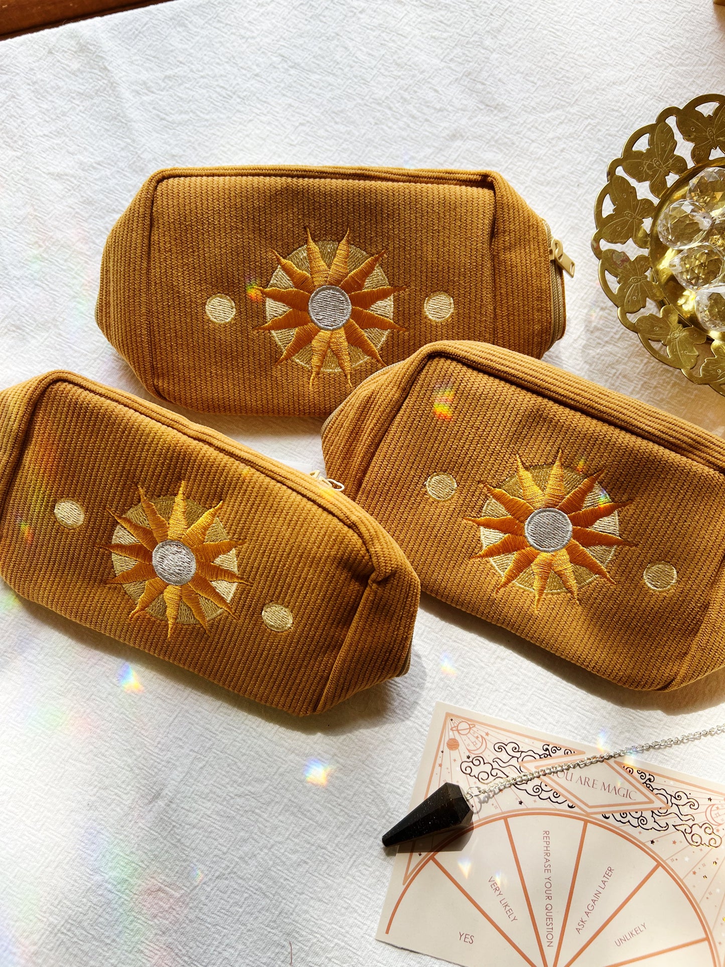 Corduroy Makeup Bag Burnt Orange Sun