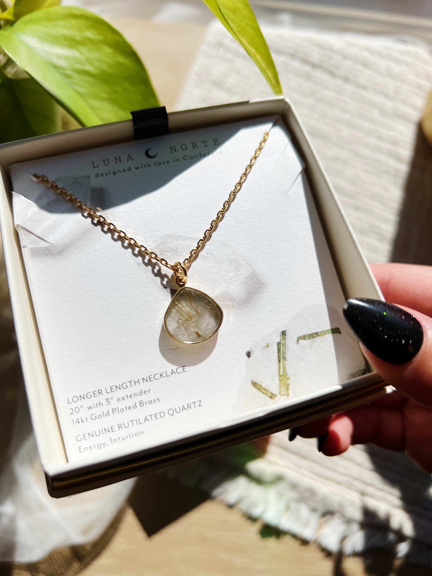 Bohemian Long Medallion Halskjede - Rutilated Quartz