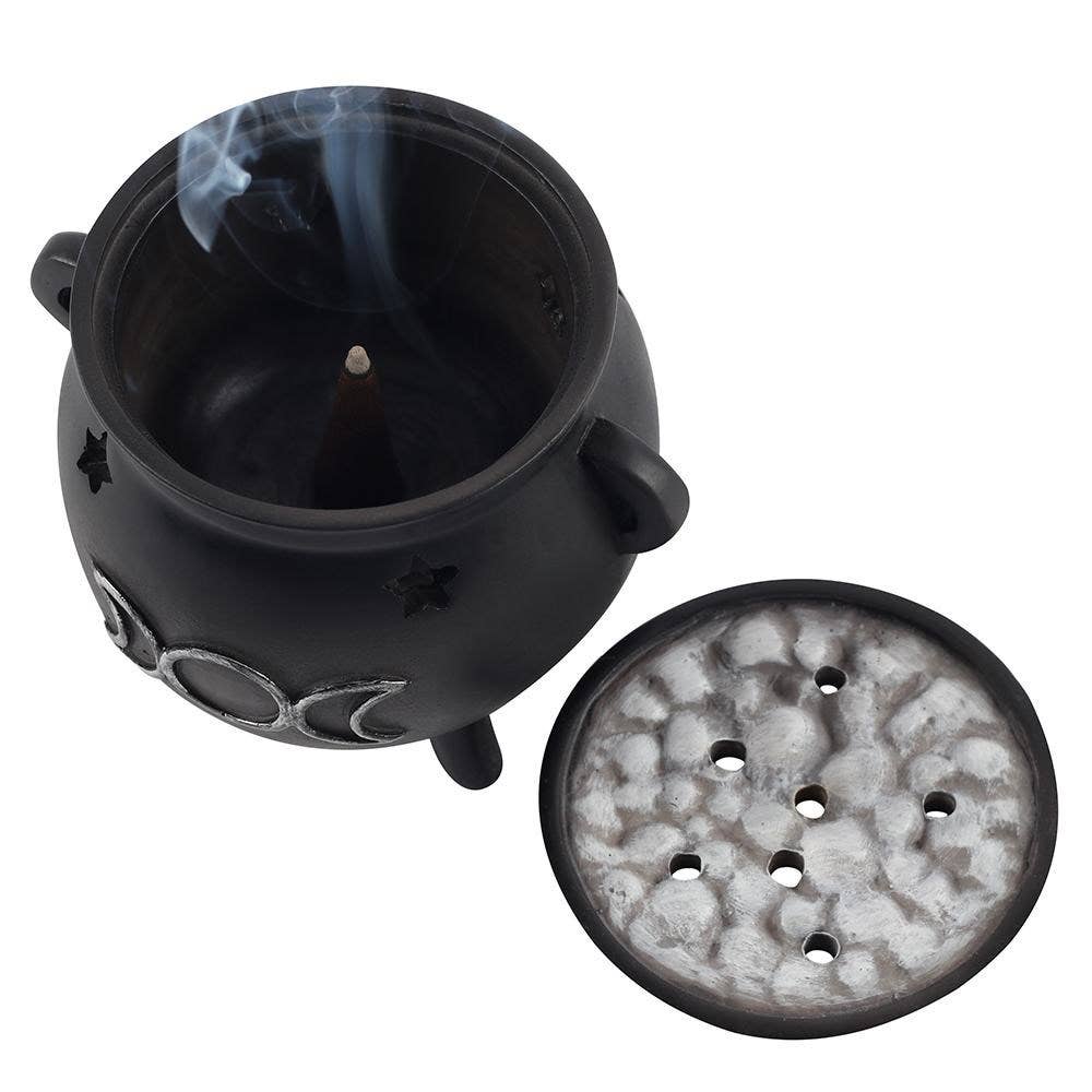 Gothic Triple Moon Cauldron Røkelseskjegleholder