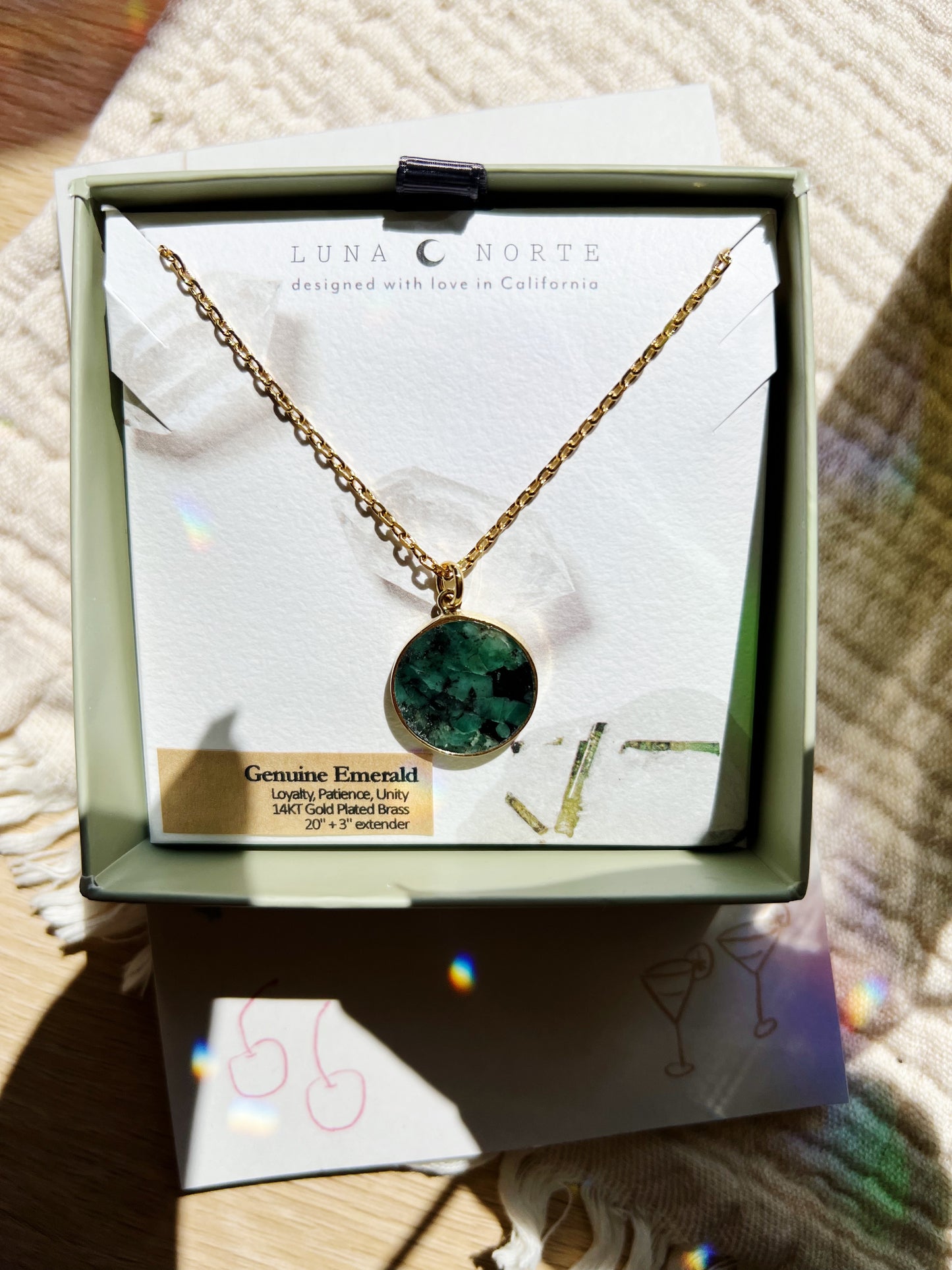 Afterglow Mini Medallion Halskjede - Emerald