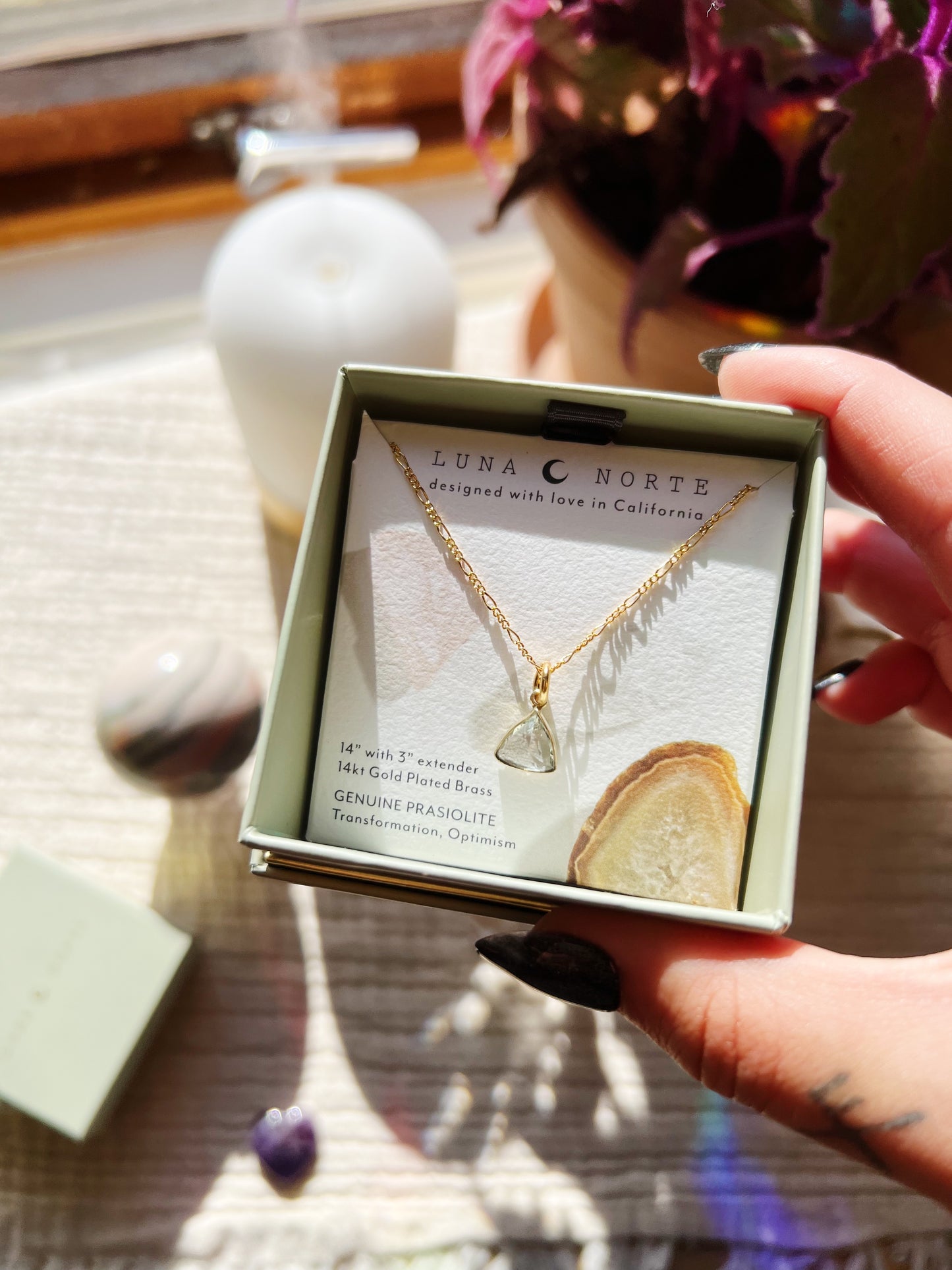 Bermuda Triangle Dainty Collar Halskjede - Prasiolite
