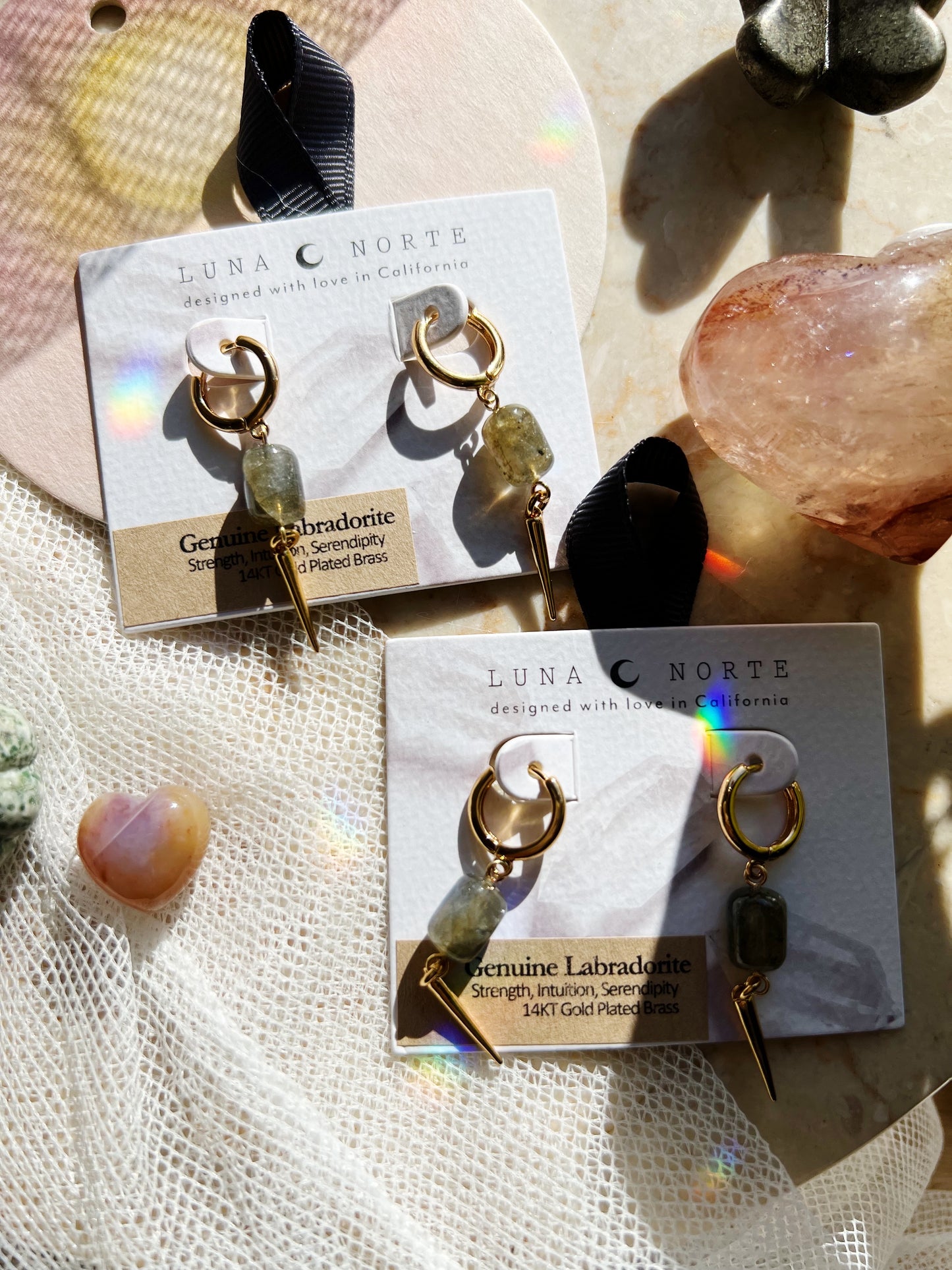 The Gem Spike Huggie Hoop Øreringer - Labradorite