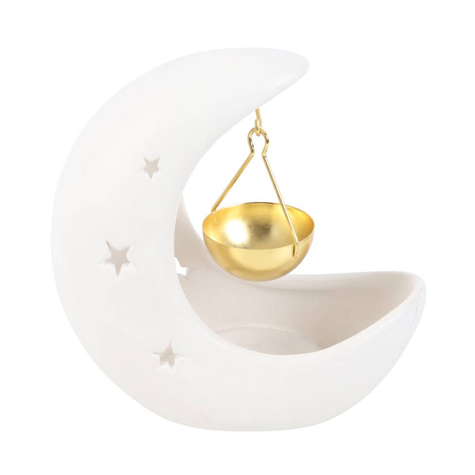 Hvit Halvmåne Olje/Wax melt Brenner
