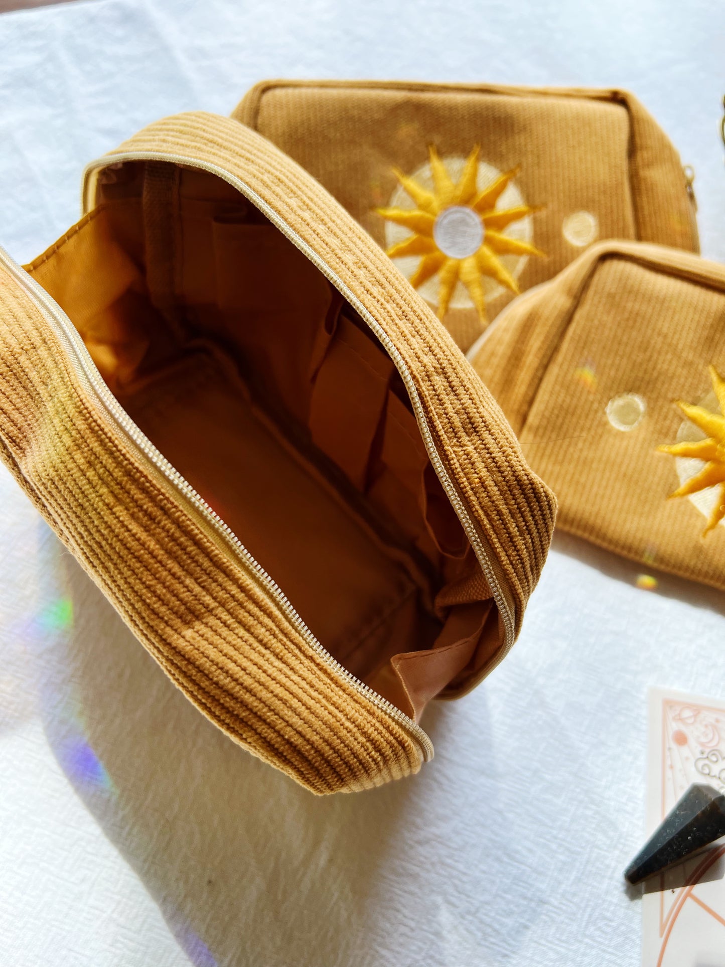 Corduroy Makeup Bag Burnt Orange Sun
