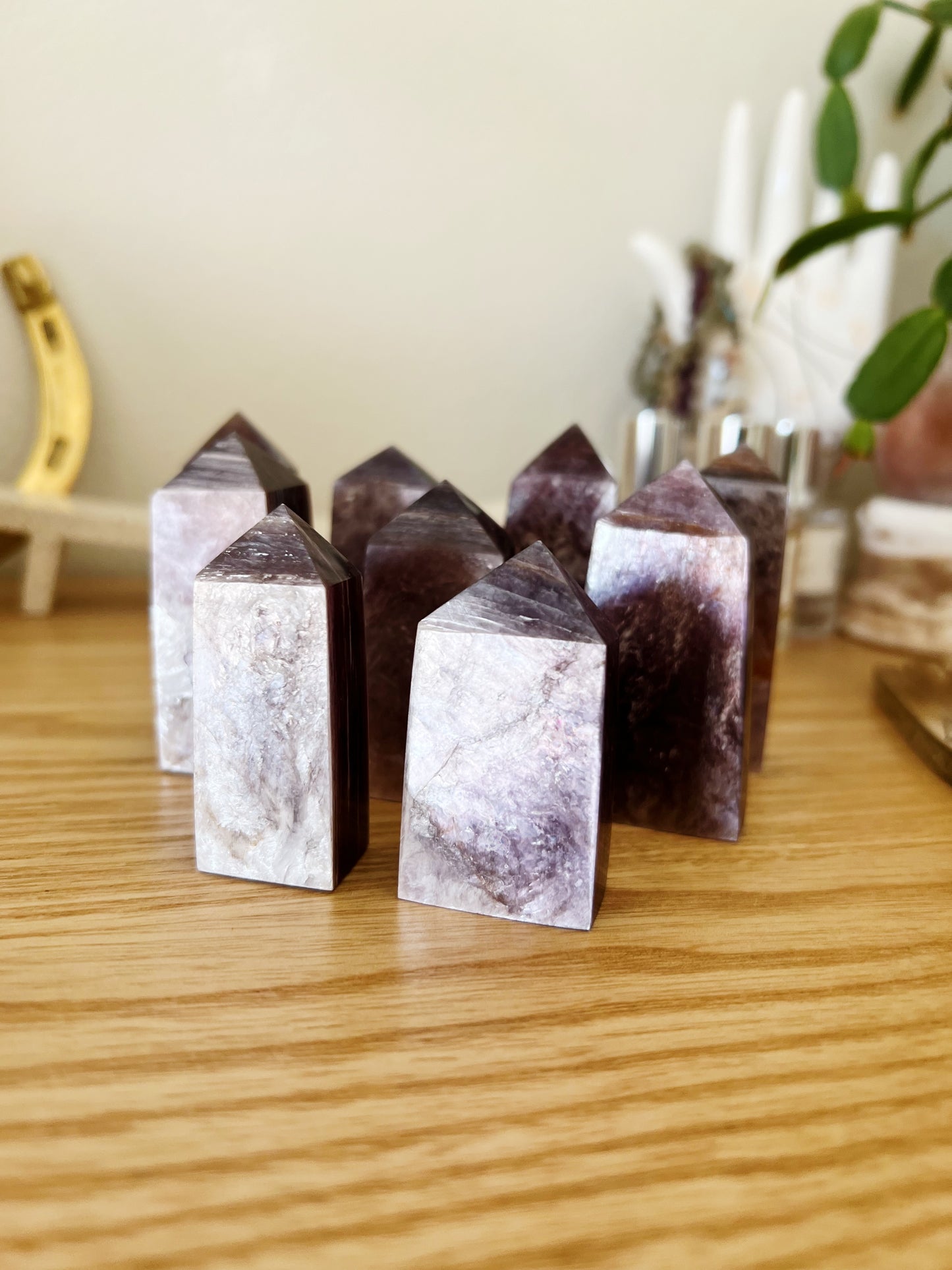 Lepidolitt med Glimmer Tårn
