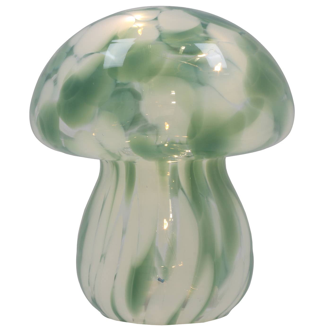 Håndblåst sopplampe Med Ledlys – Green