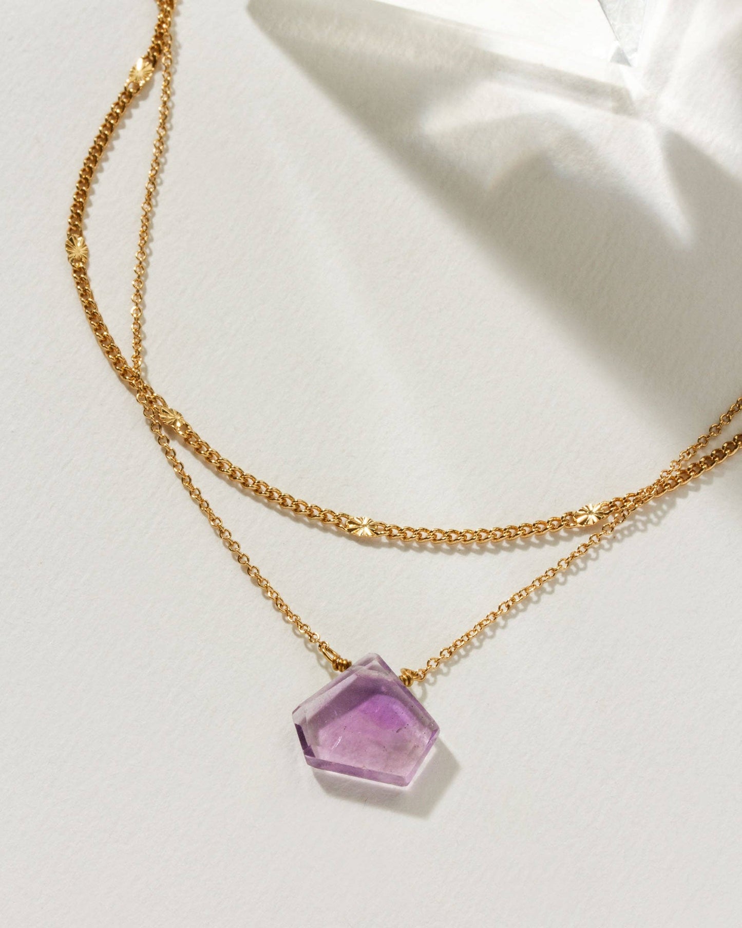 Aura Slice Gemstone Halskjede - Amethyst