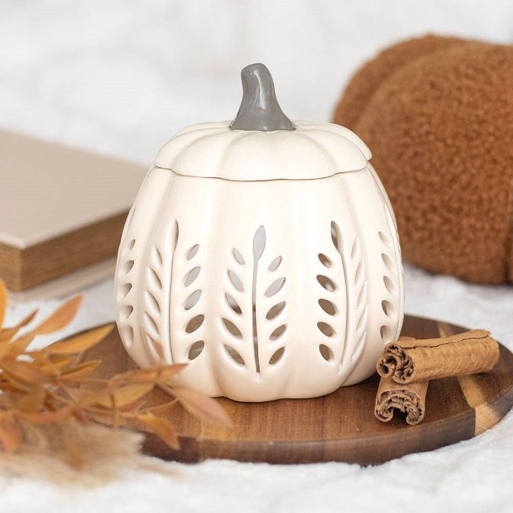 Cream Autumn Leaf Cut Out Pumpkin Olje og Wax Melt Brenner