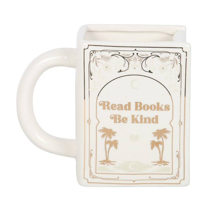 Read Books, Be Kind Hvit Bokformet Kopp