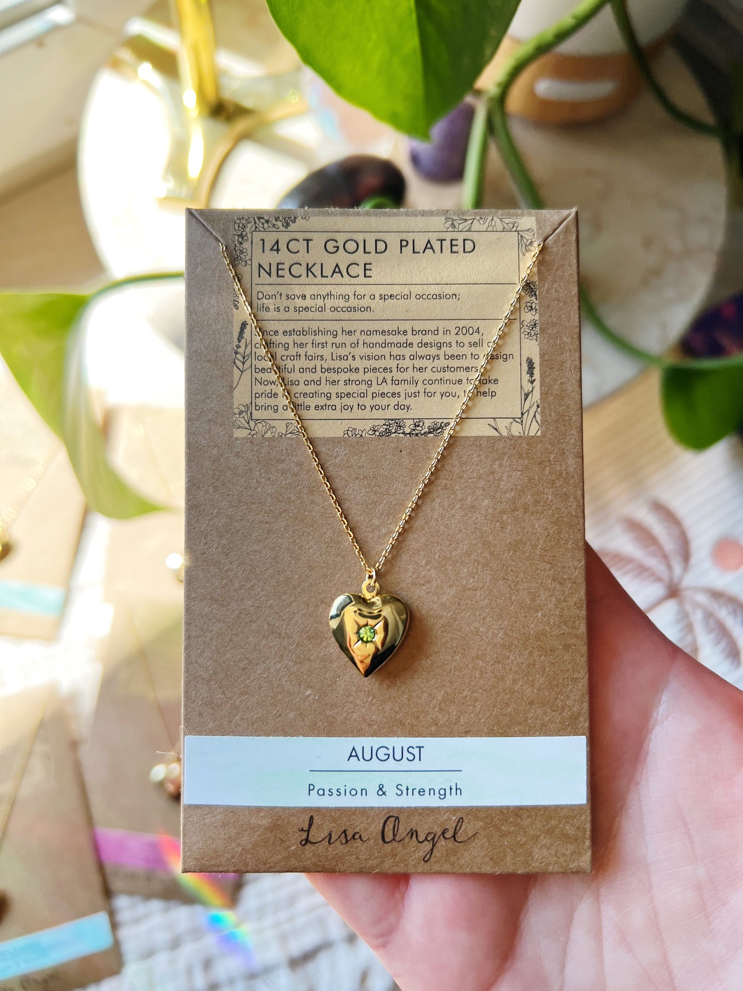 Heart Locket Fødselssteinkrystall Halskjede