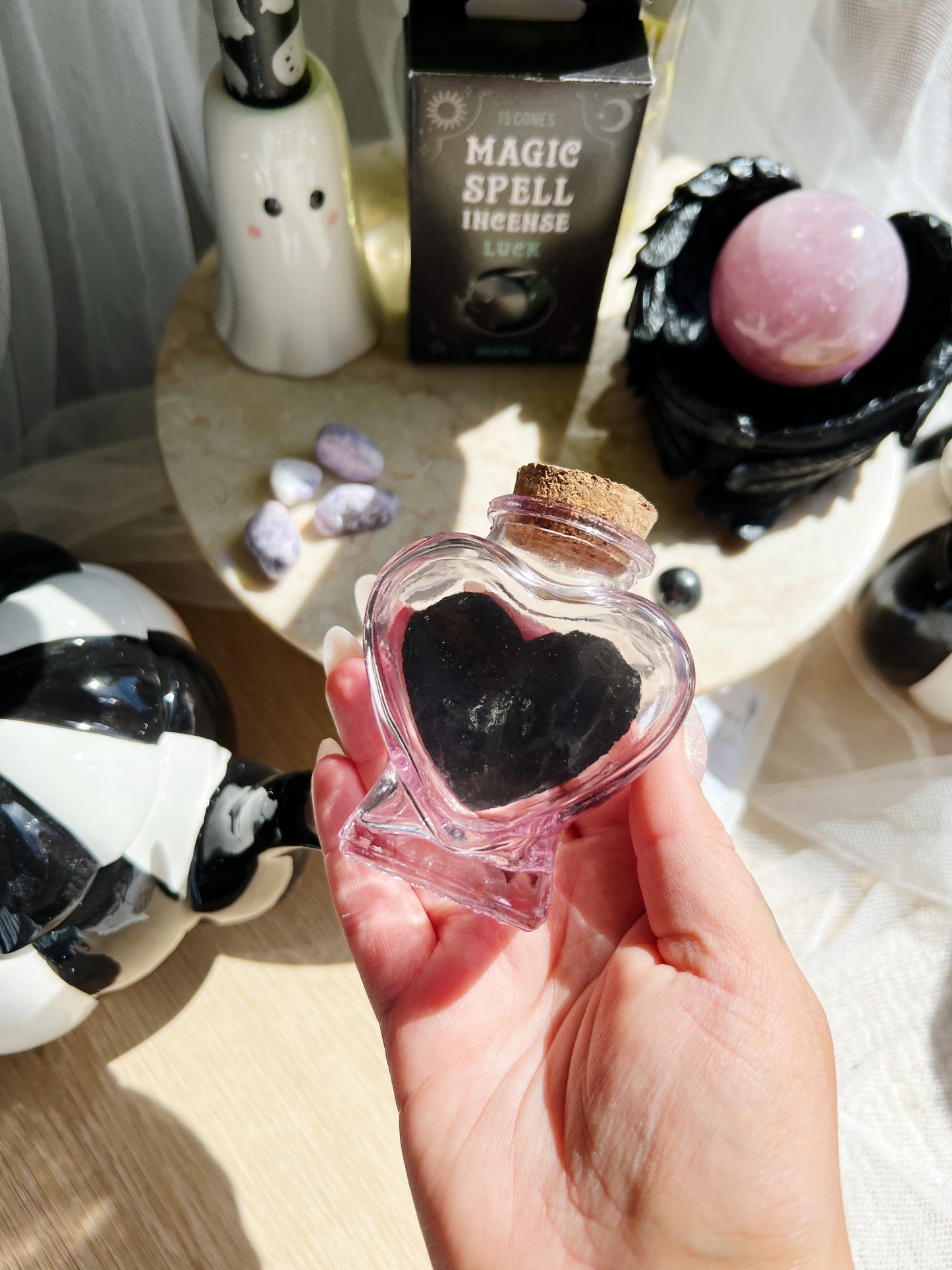 Love Potion – glassflaske i hjerteform ( 4 x 6 x 8 cm)
