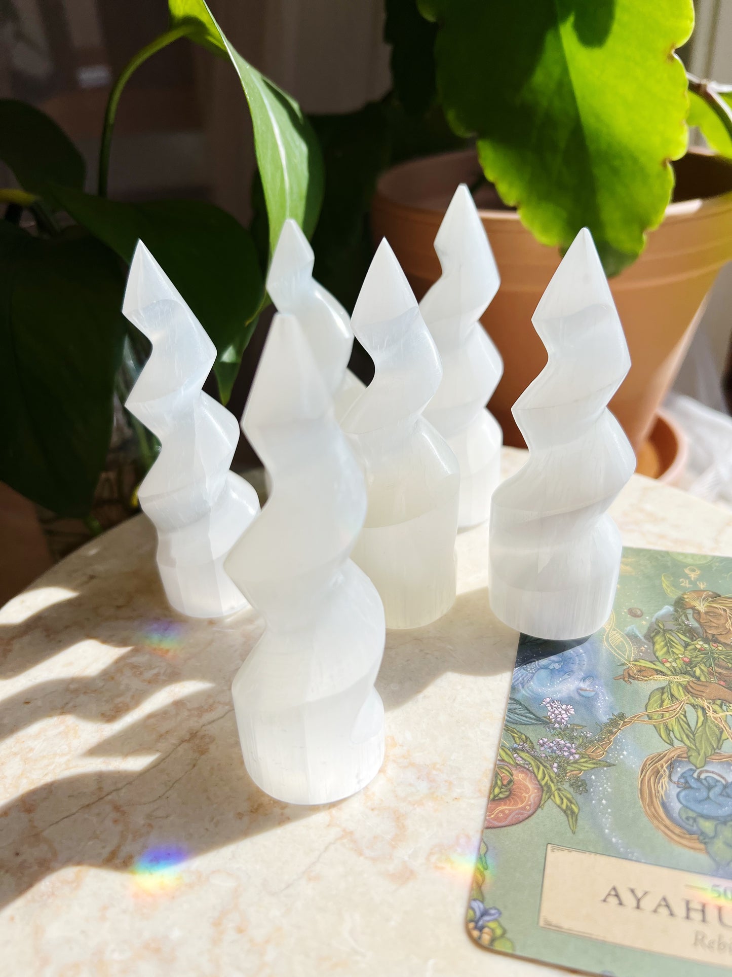 Spiral Selenitt Tårn 10cm