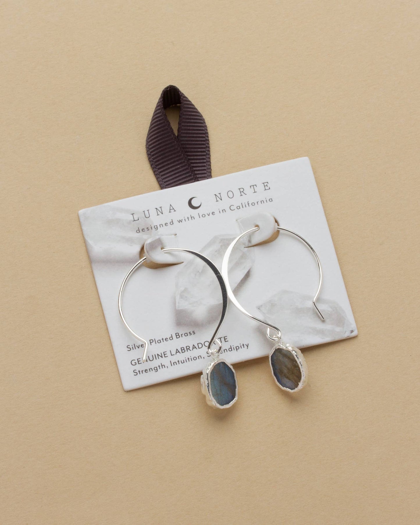 Pacific Threader Hoop Øredobber i Sølv - Labradorite