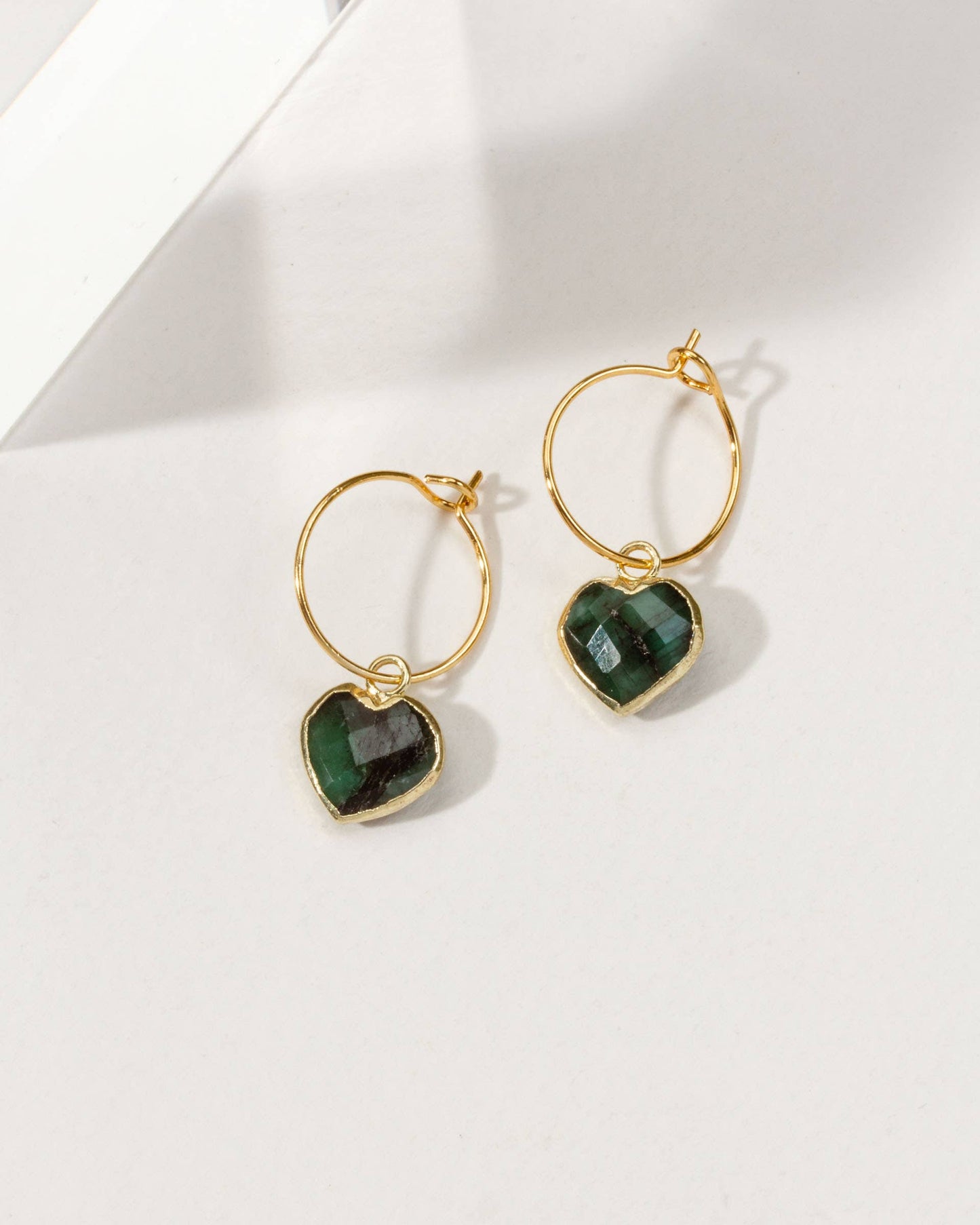 Conversation Heart Mini Hoop Øreringer - Emerald