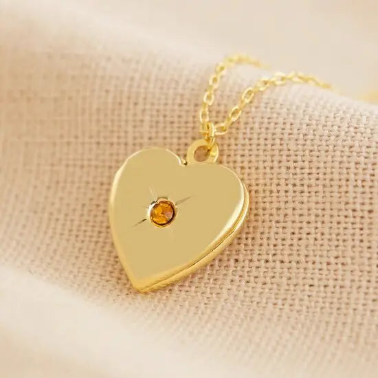 Heart Locket Fødselssteinkrystall Halskjede