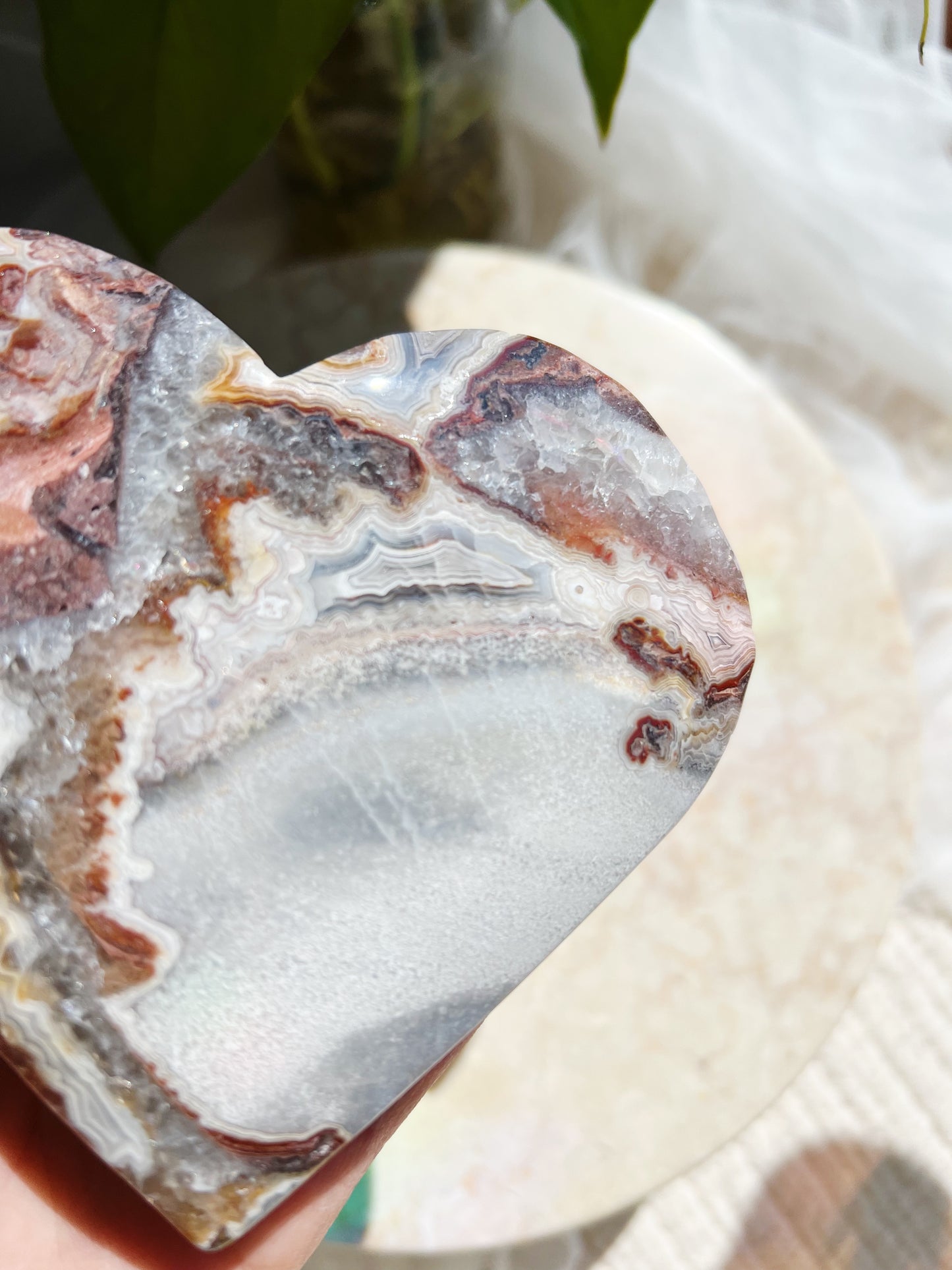 Crazy Lace Agate Hjerte på Metallstativ – ca. 300g #3