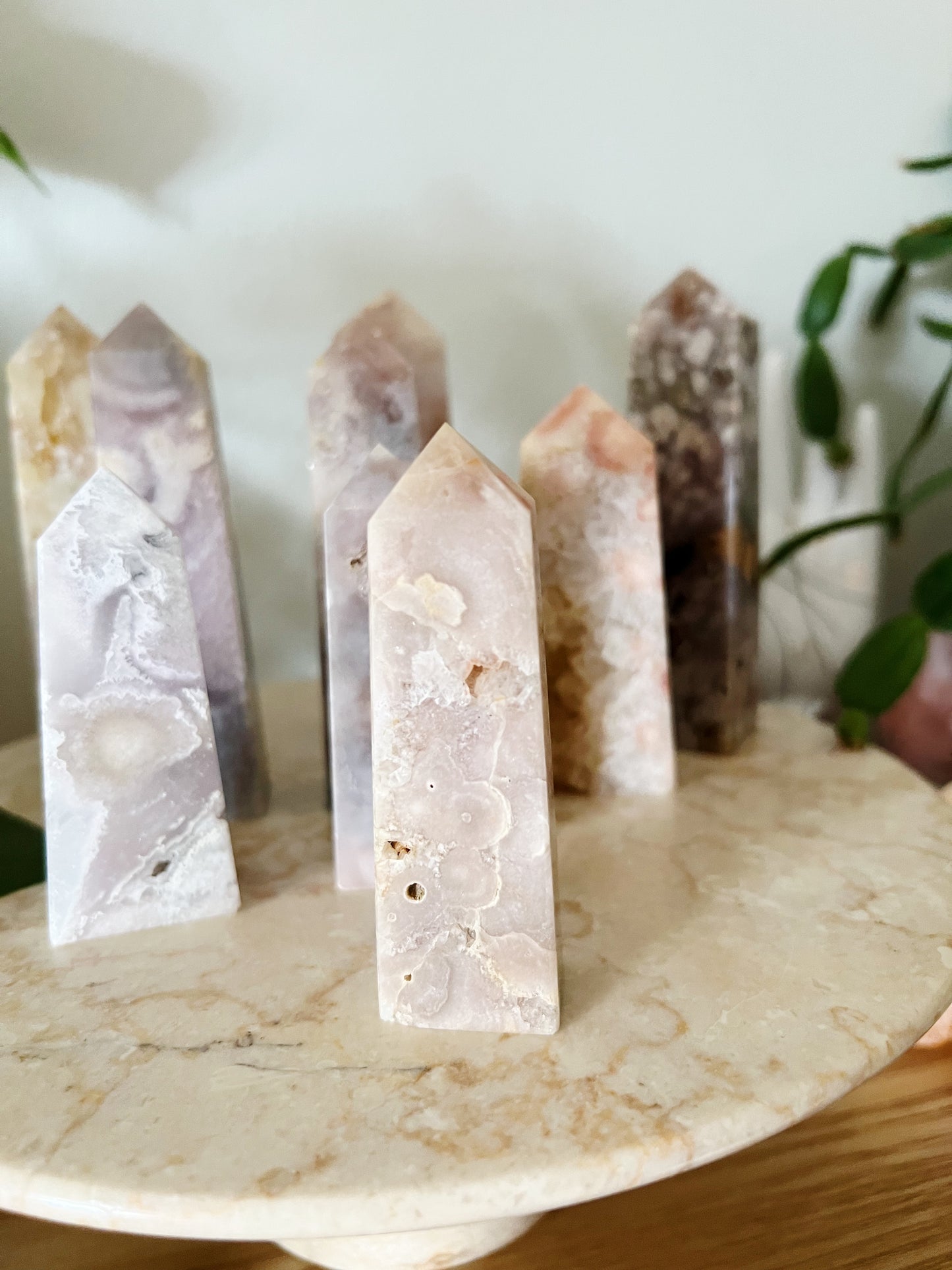 Rosa Ametyst Med Flower Agate Tårn