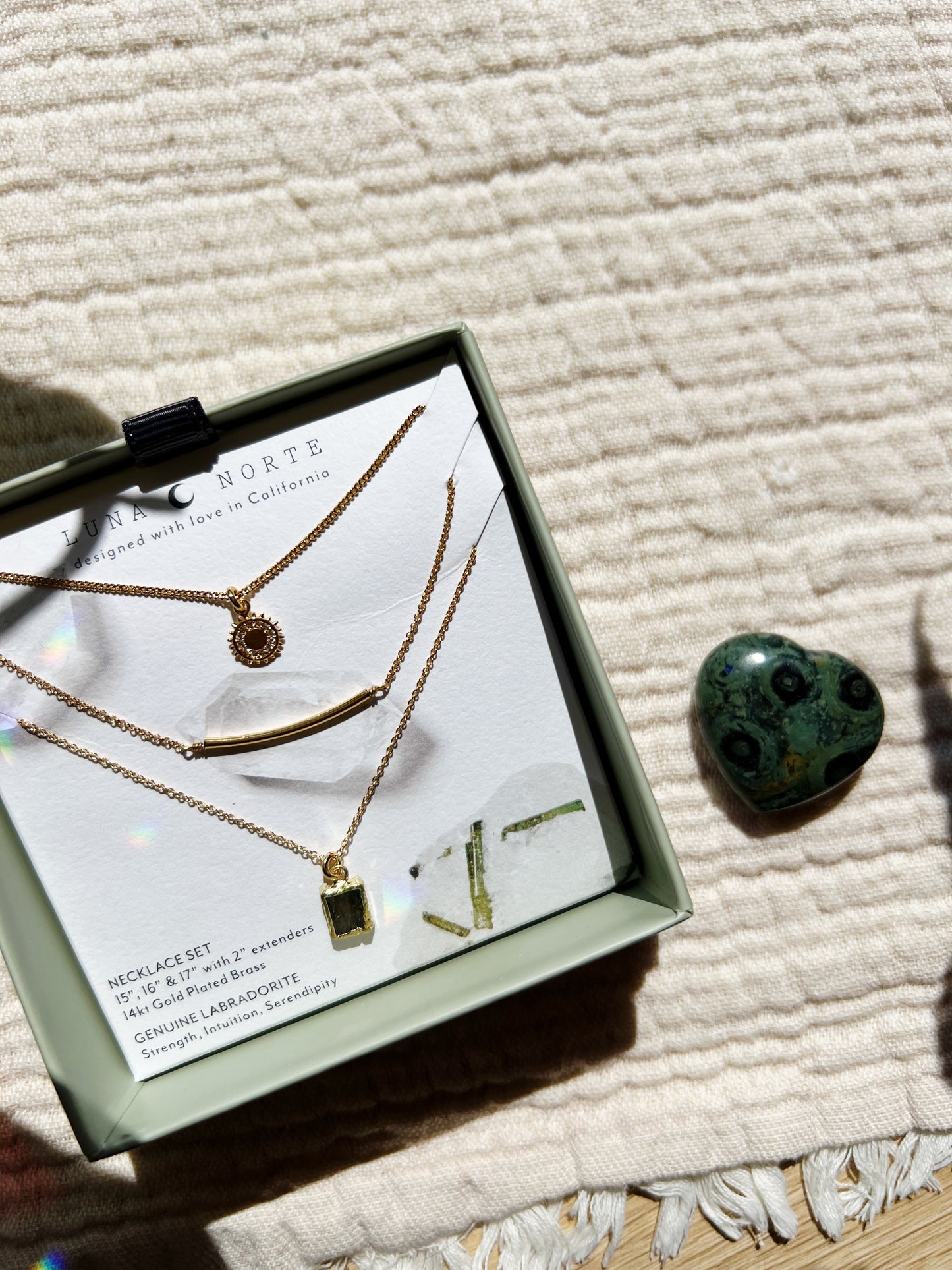 Sun Tan Layered Labradorite Halskjede sett