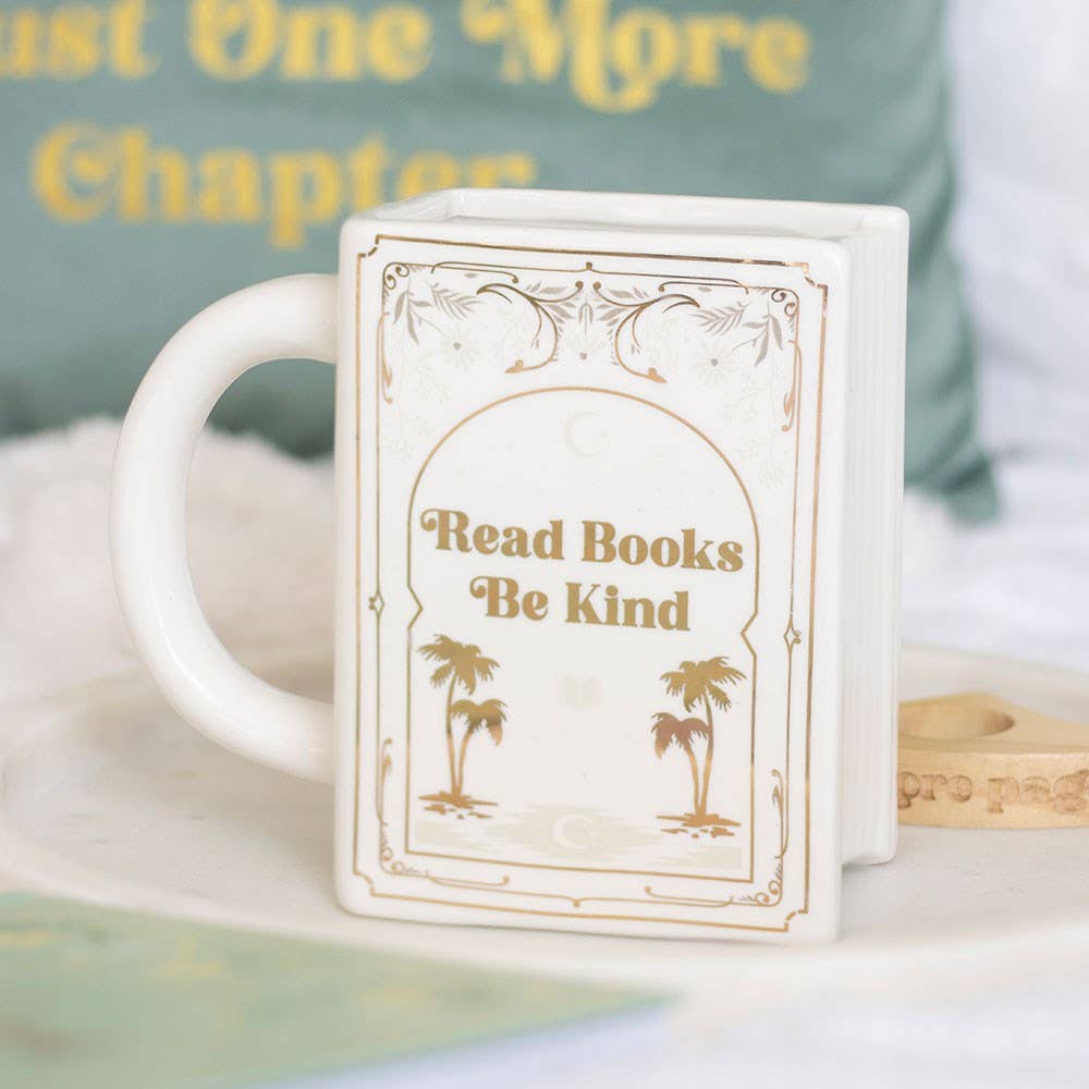 Read Books, Be Kind Hvit Bokformet Kopp