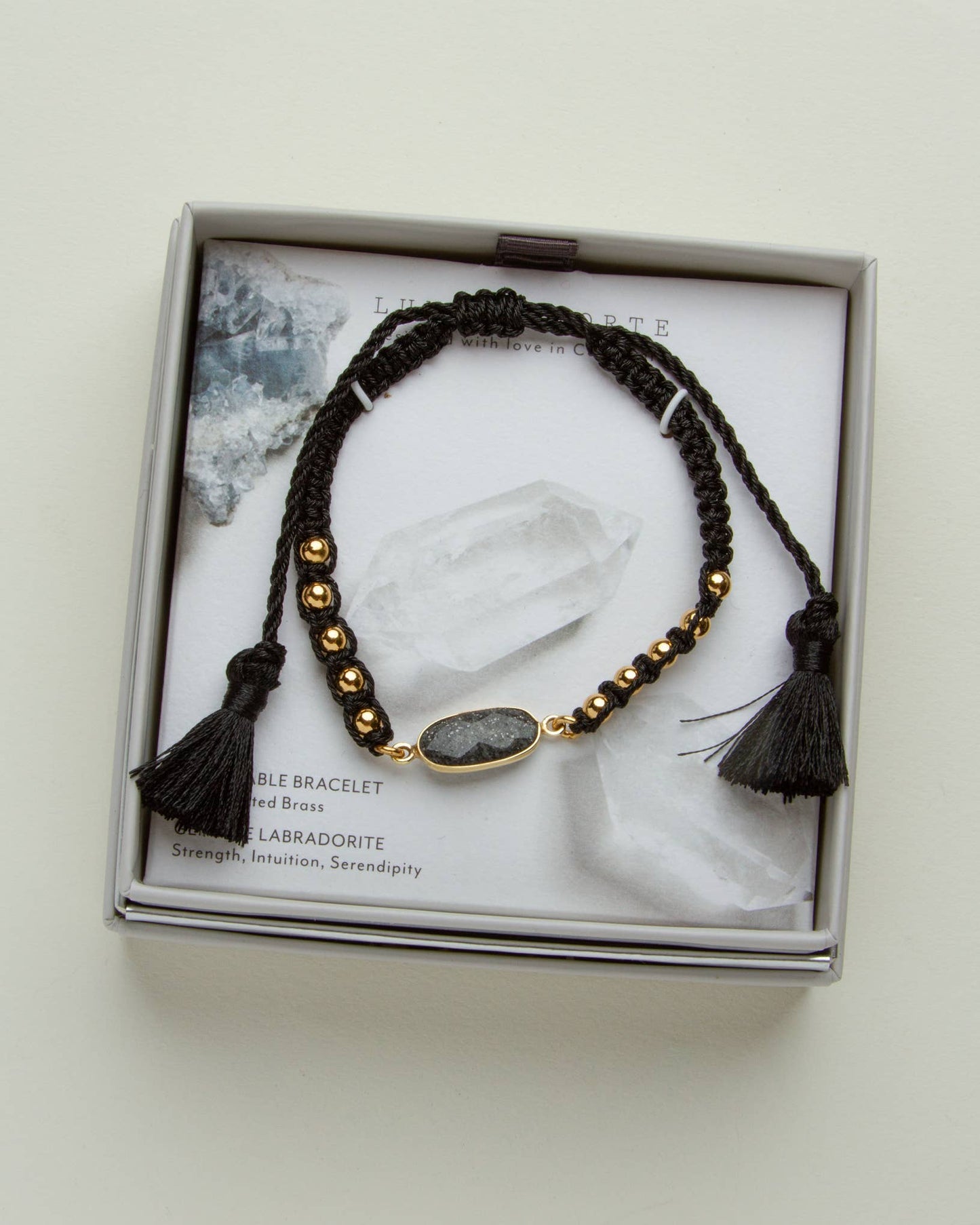 Black Sunstone Quartz Justerbart Armbånd