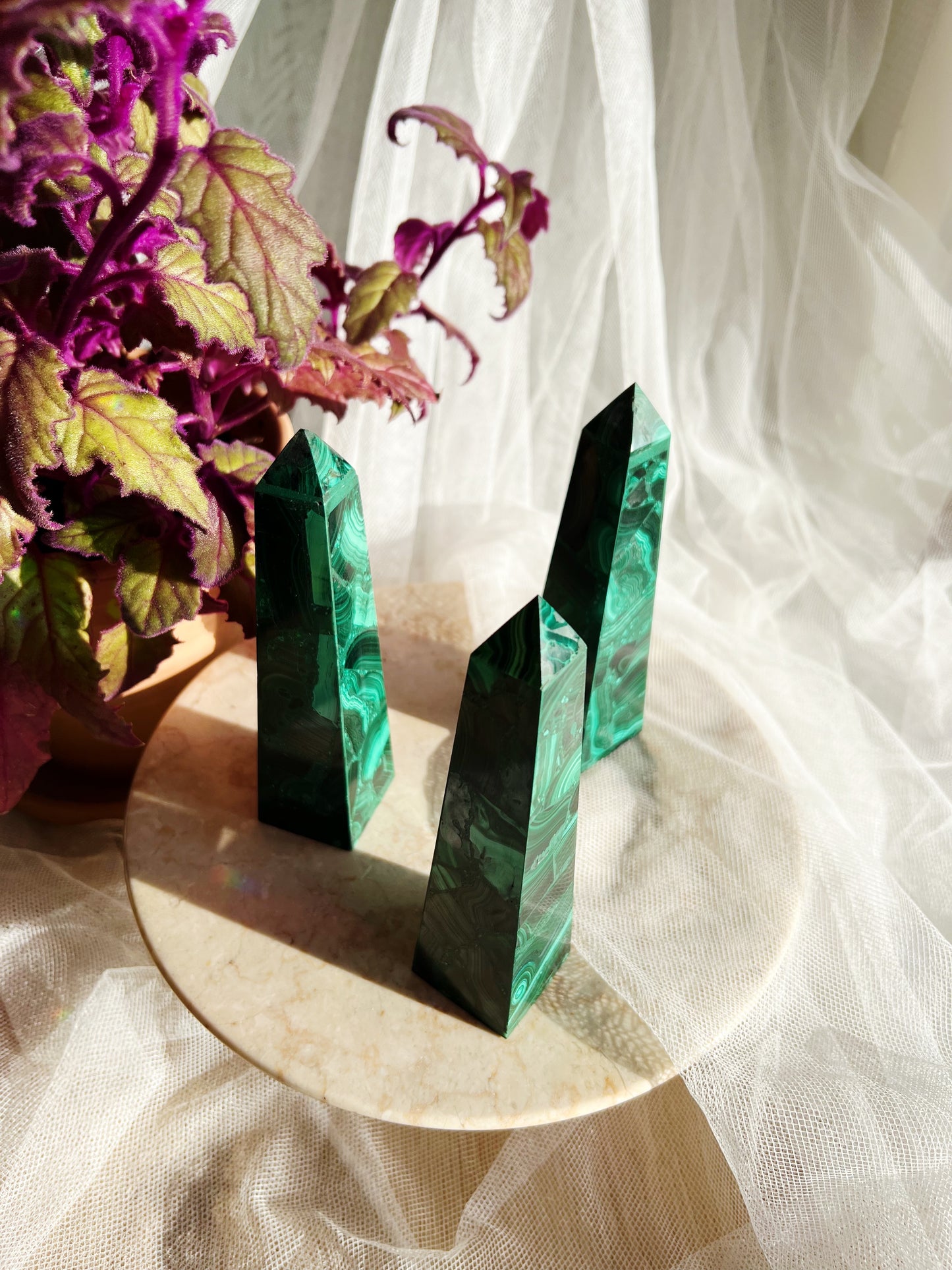 Malakitt Krystalltårn – 15cm