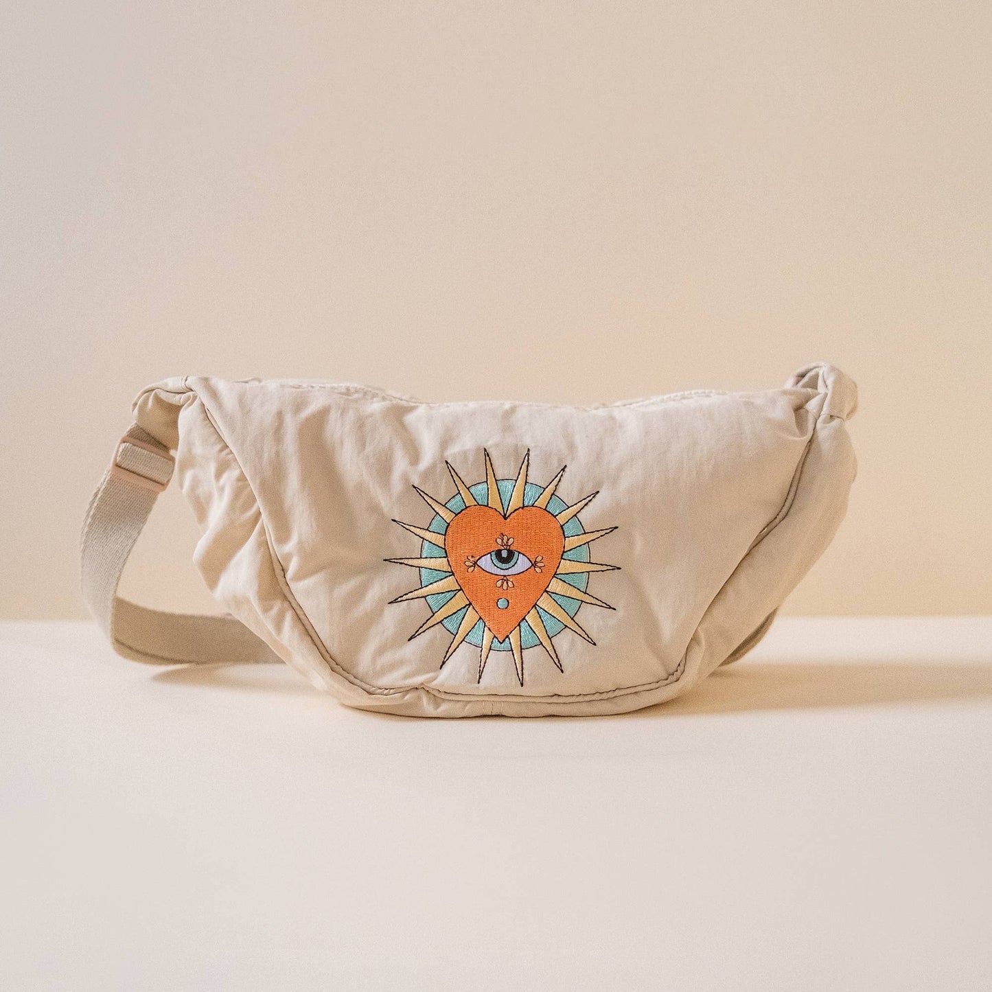 Nylon Sling Bag Stone