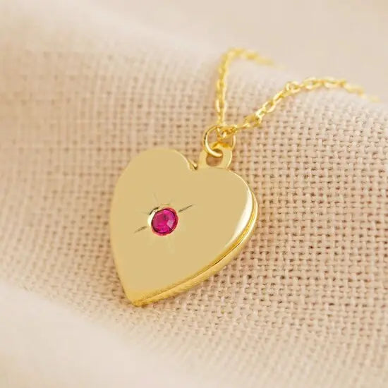 Heart Locket Fødselssteinkrystall Halskjede