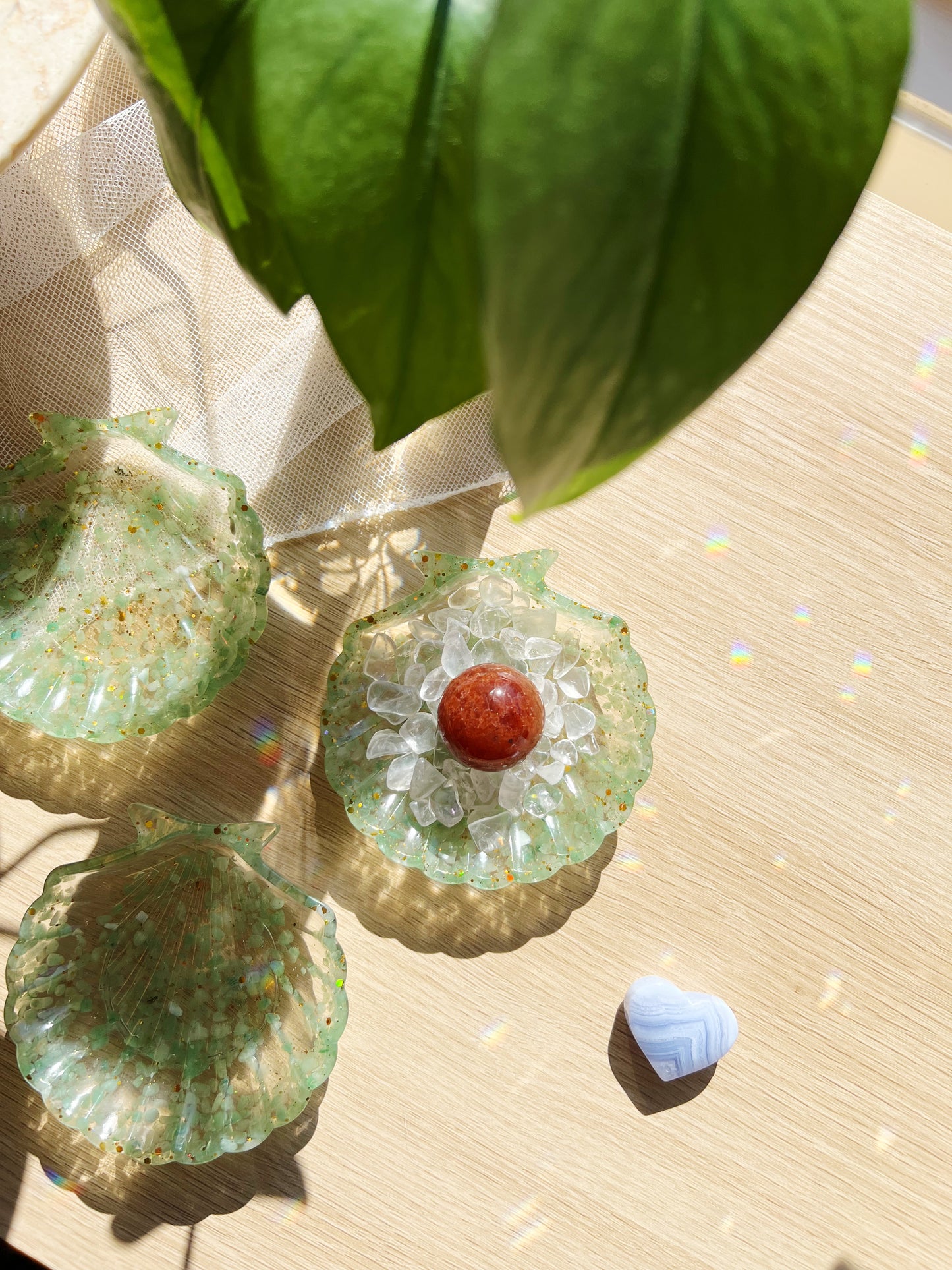 Aventurin Grønn Krystall Seashell Resin Bolle