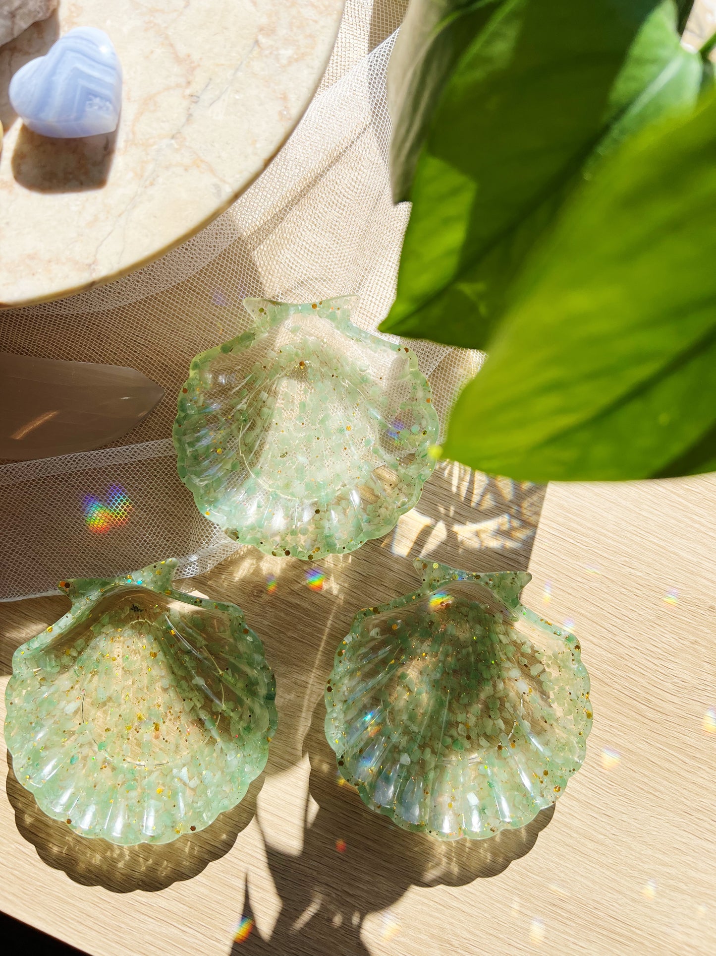 Aventurin Grønn Krystall Seashell Resin Bolle