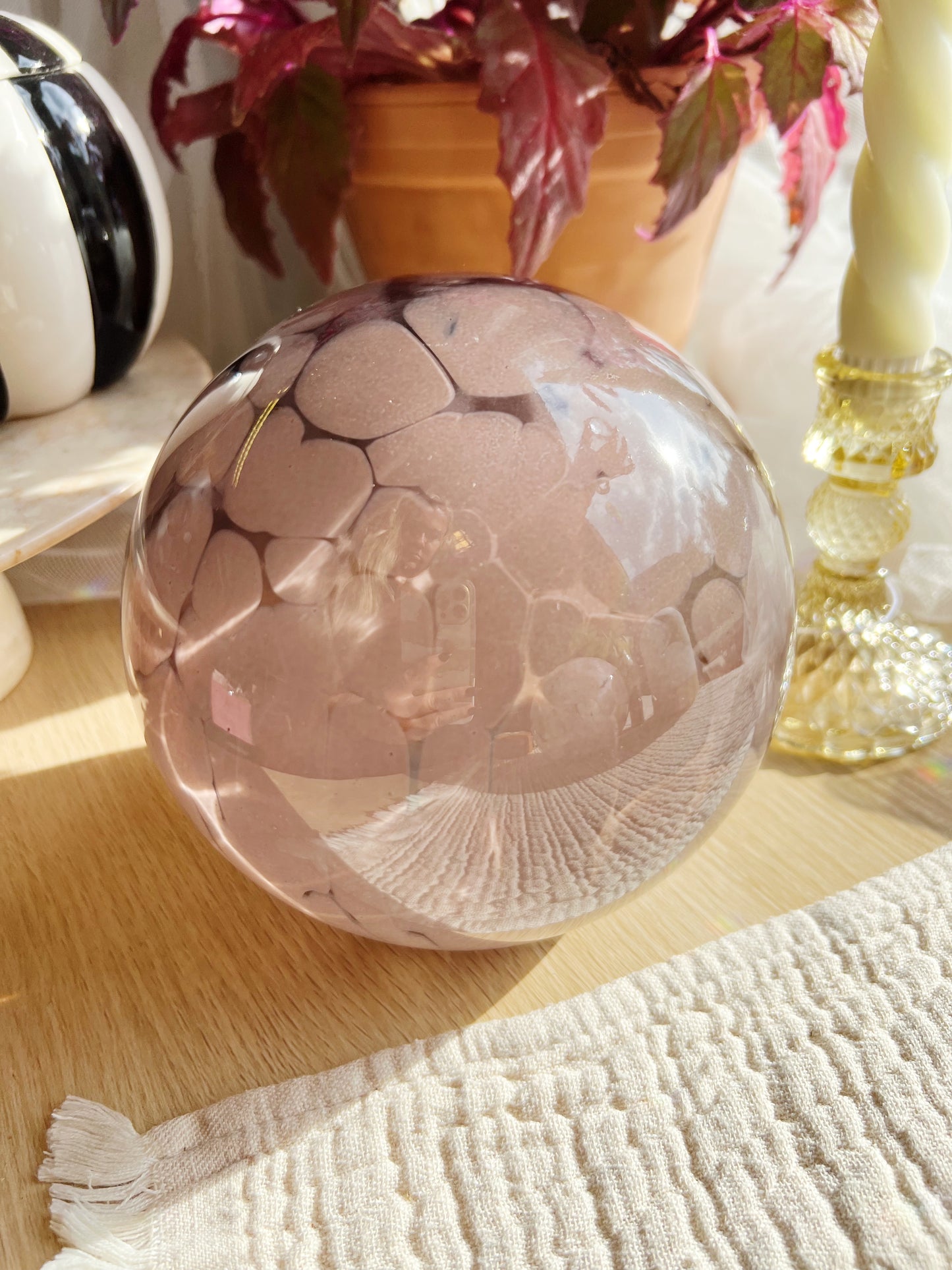 Håndblåst Led-kulelampe i glass – Grey