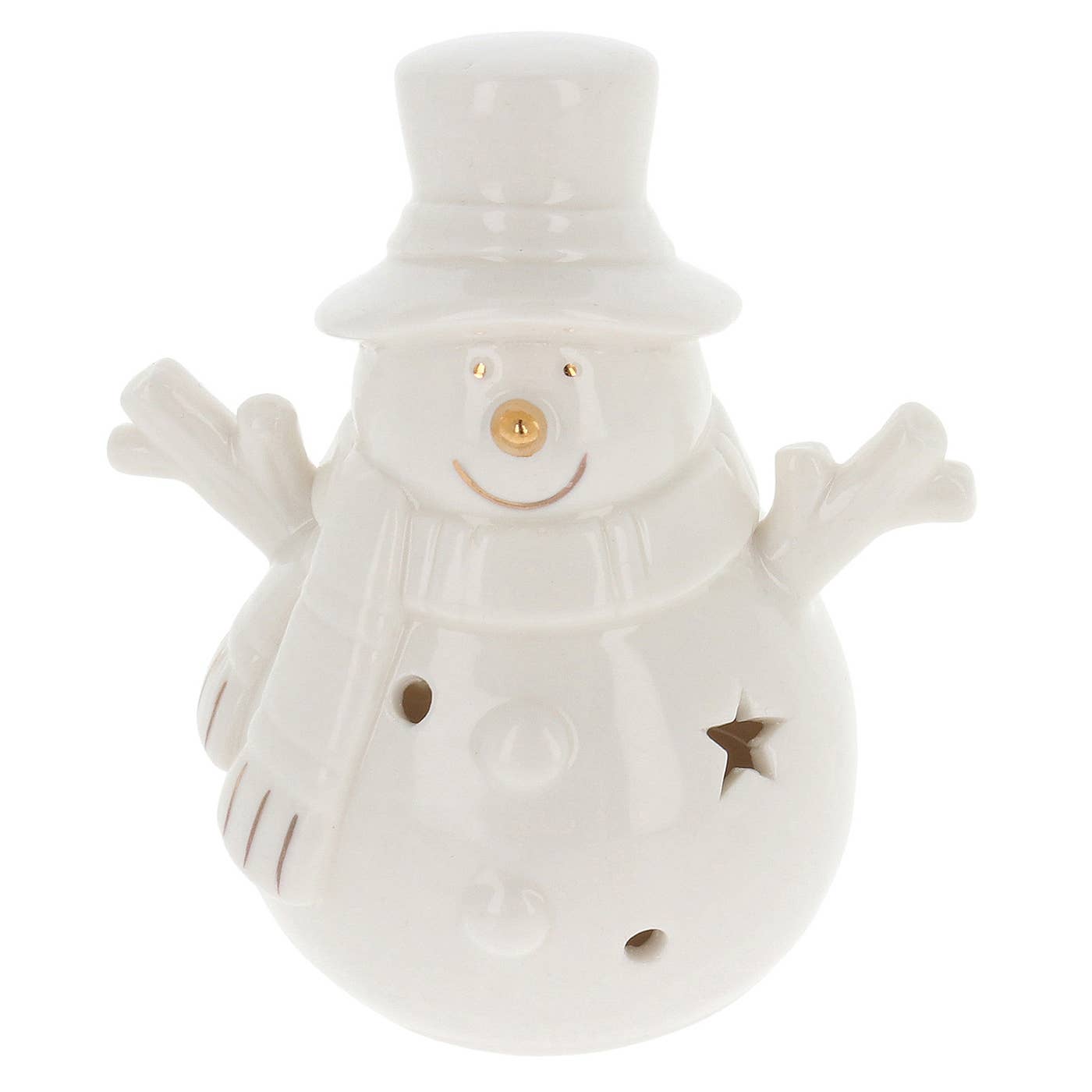 Frosty Jolly – liten snømann med LED-lys – 6 x 9 x 10 cm