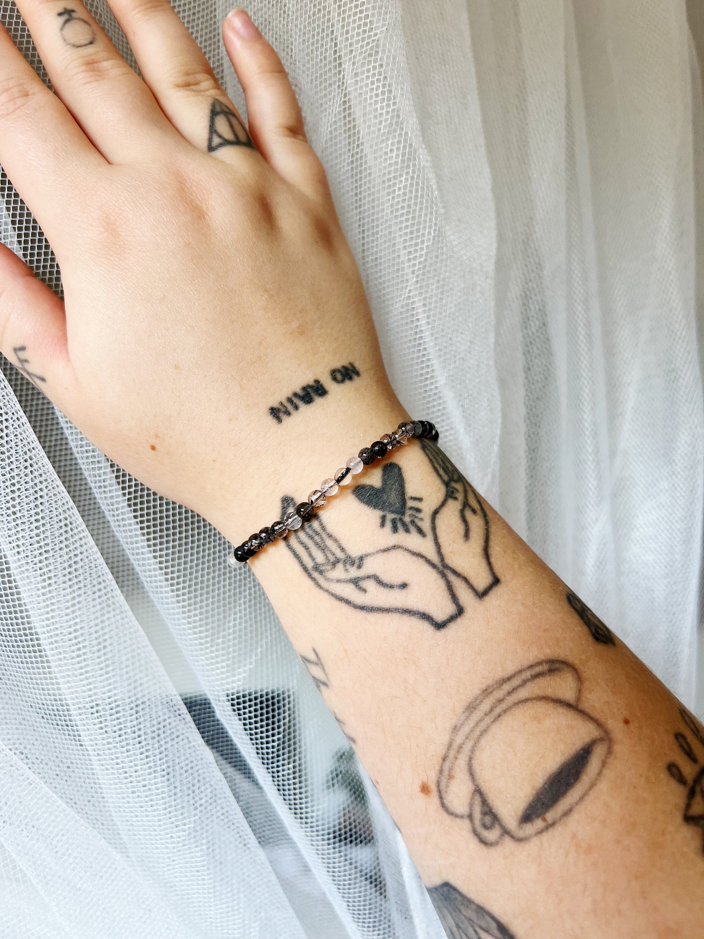 Turmalin i Kvarts Armbånd 4mm