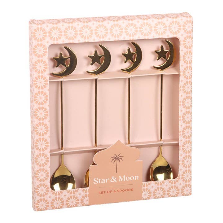 Sett med 4 Stjerne og Måne Teskjeer