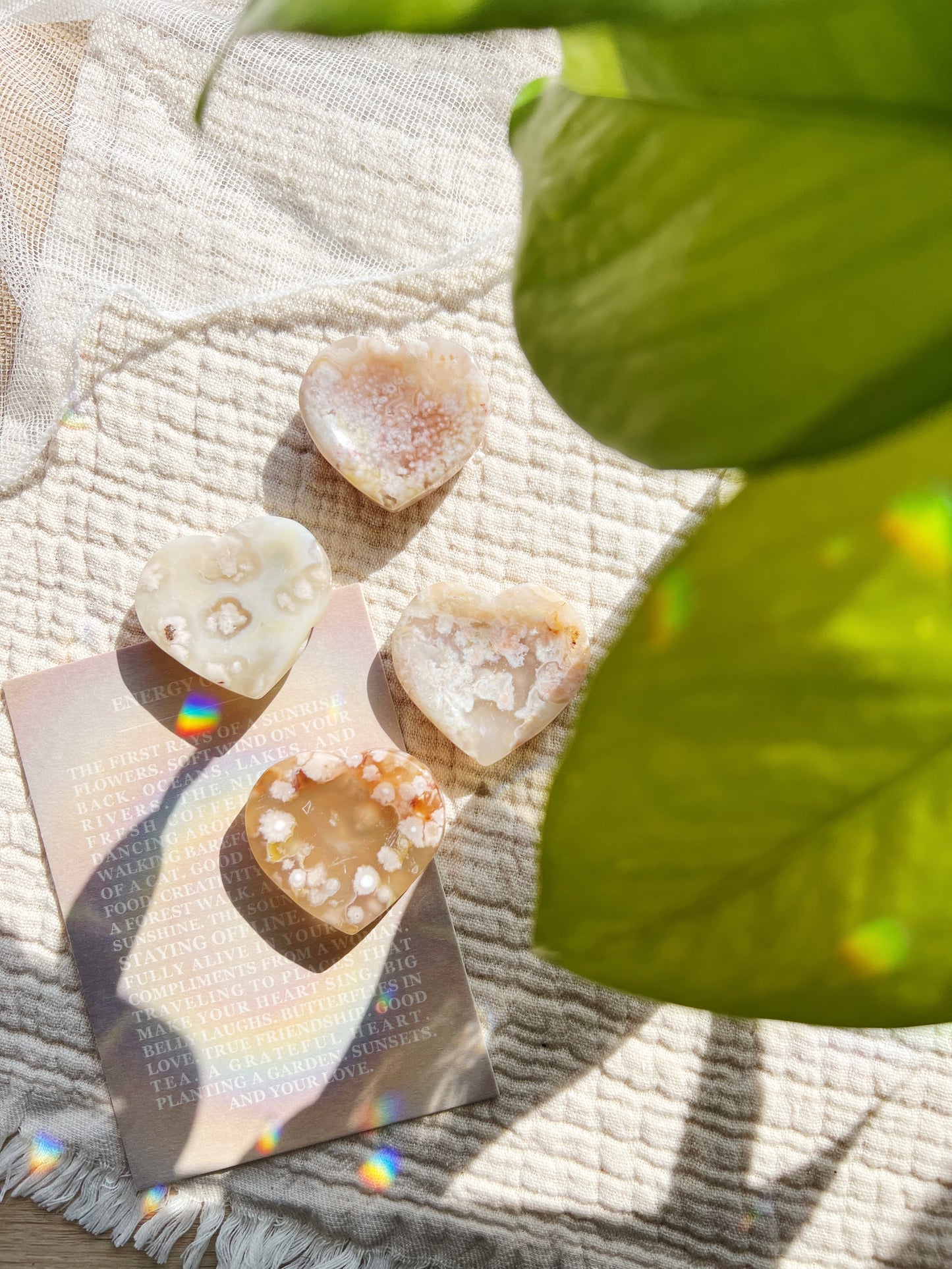 Blomster Agat Hjerteformet Worry Stone (ca. 5 cm)