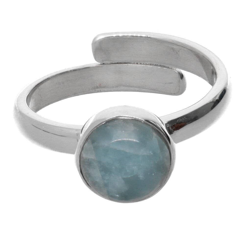 Justerbar Akvamarin Sirkel Ring i 925 Sterling Silver