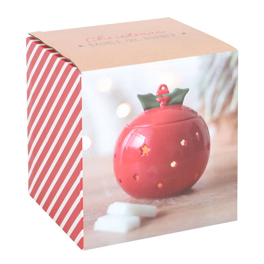 Rød Julekule olje/wax melt brenner