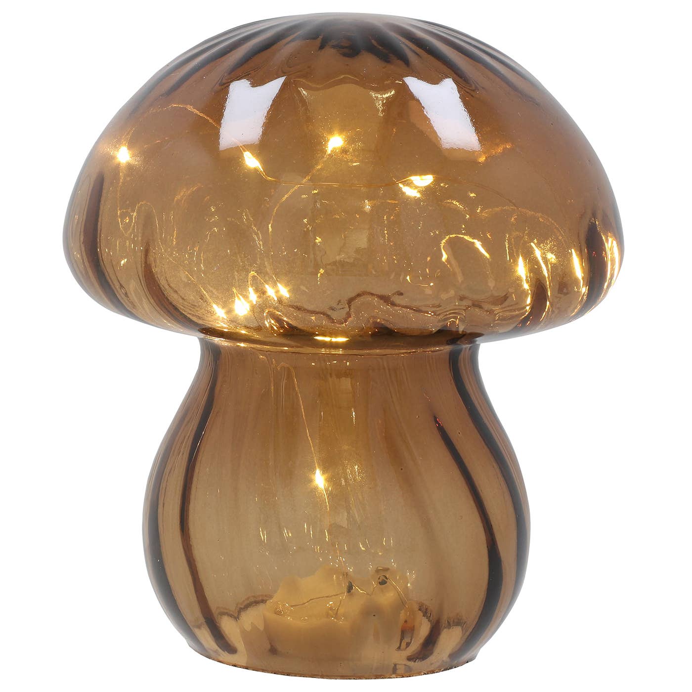 Håndblåst Led-sopplampe Clear Brown