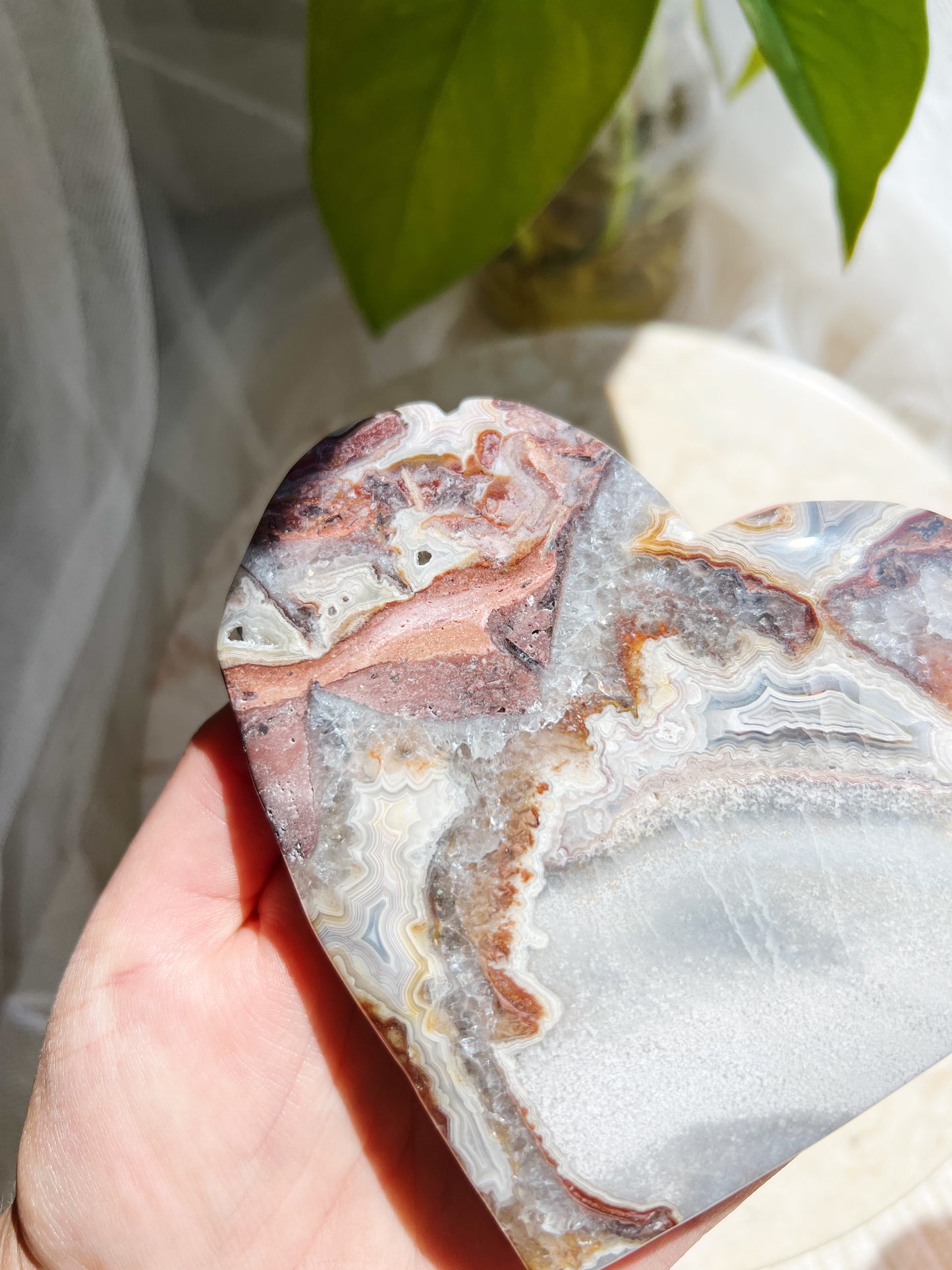 Crazy Lace Agate Hjerte på Metallstativ – ca. 300g #3