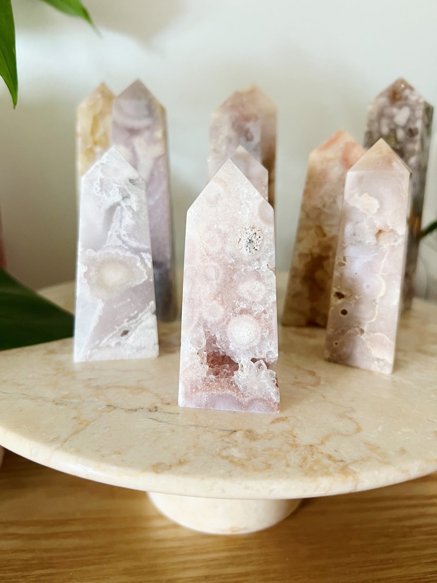 Rosa Ametyst Med Flower Agate Tårn