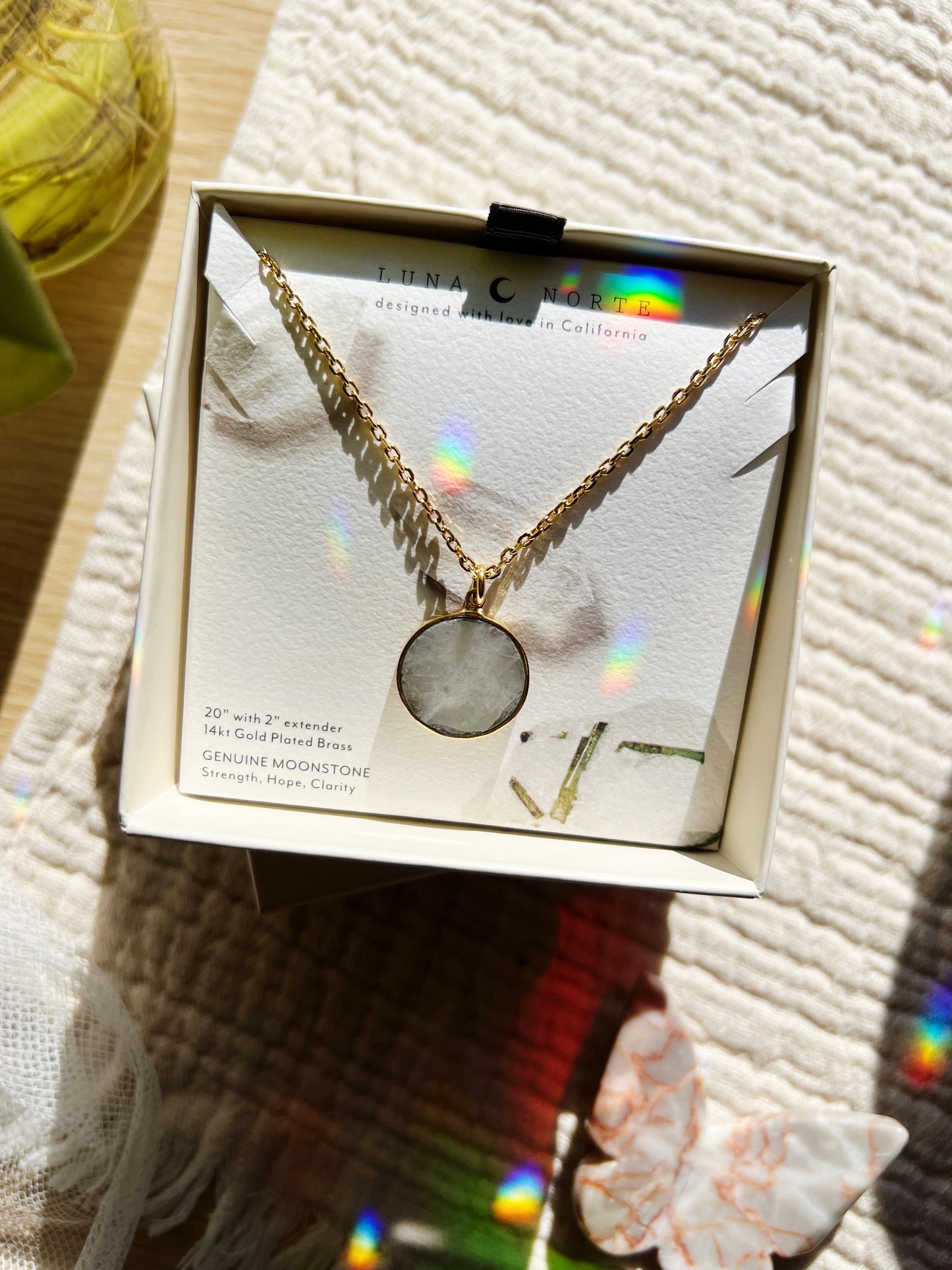 Afterglow Mini Long Medallion Halskjede - Moonstone