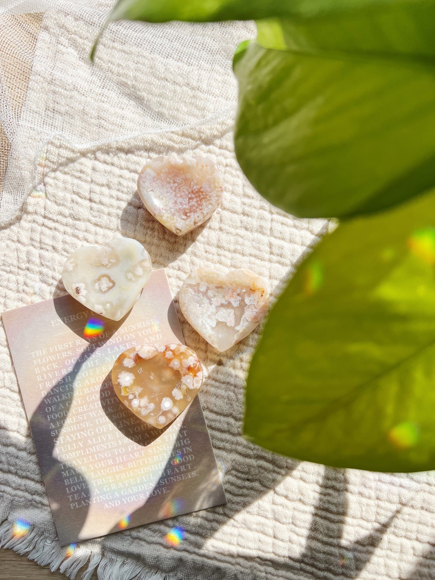 Blomster Agat Hjerteformet Worry Stone (ca. 5 cm)