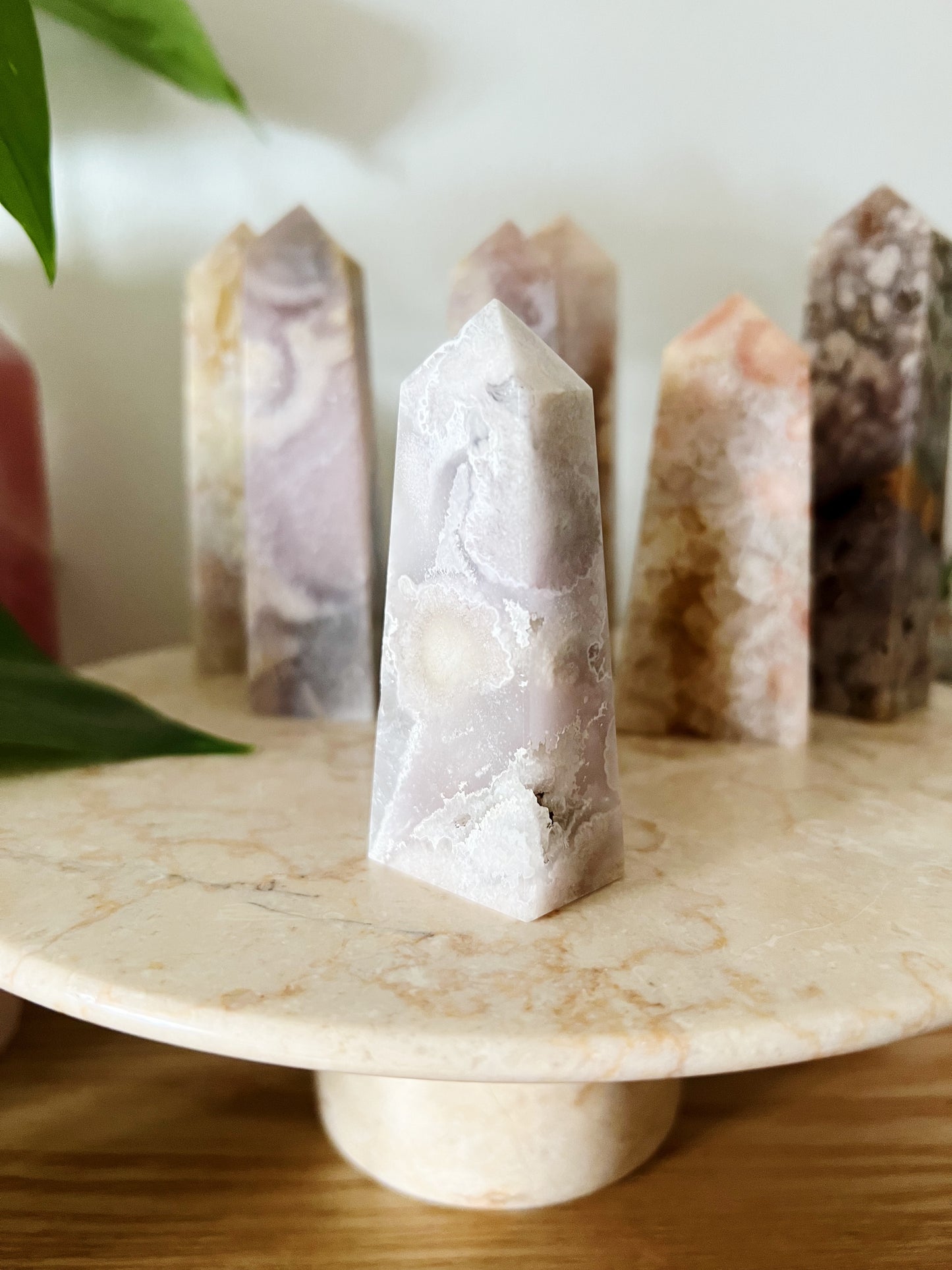 Rosa Ametyst Med Flower Agate Tårn