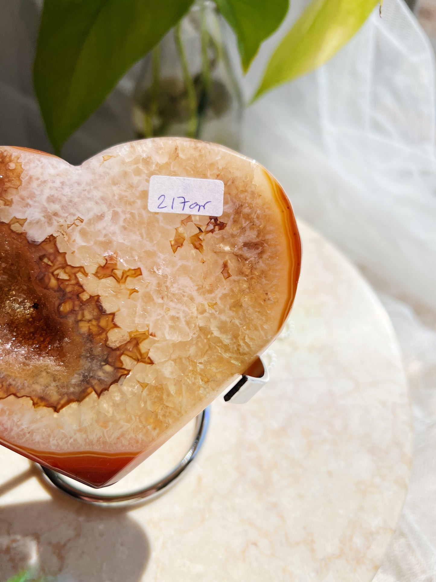 Karneol Druzy Hjerte på stativ #13 217g