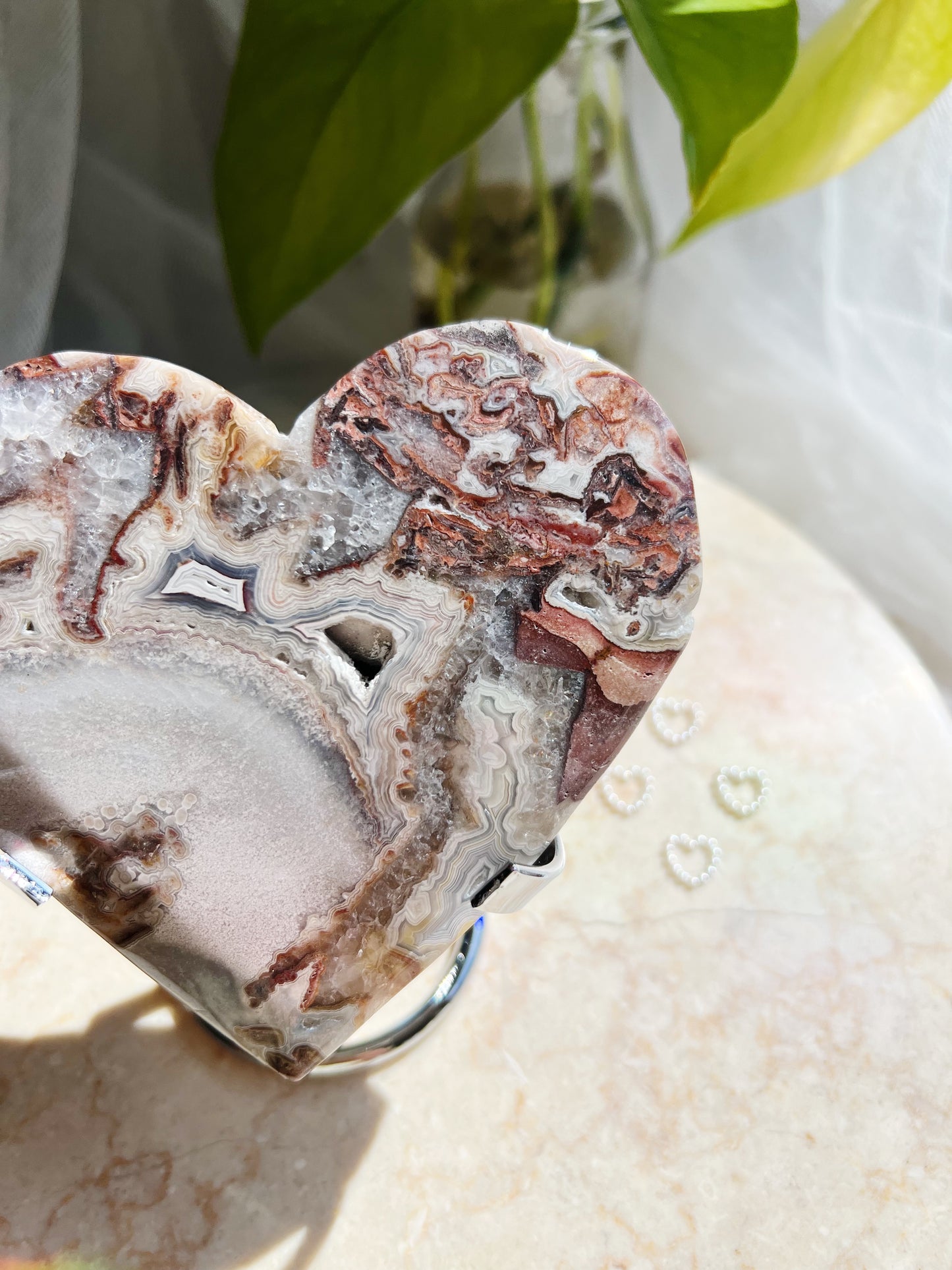 Crazy Lace Agate Hjerte på Metallstativ – ca. 300g #3