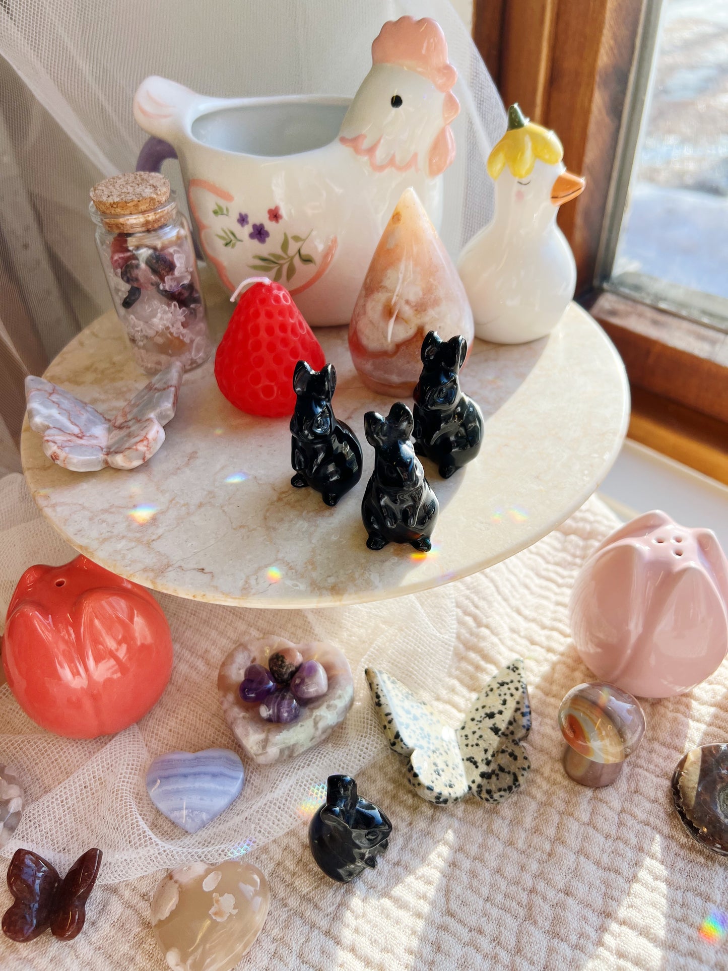 Svart Obsidian Krystall Kaninfigur