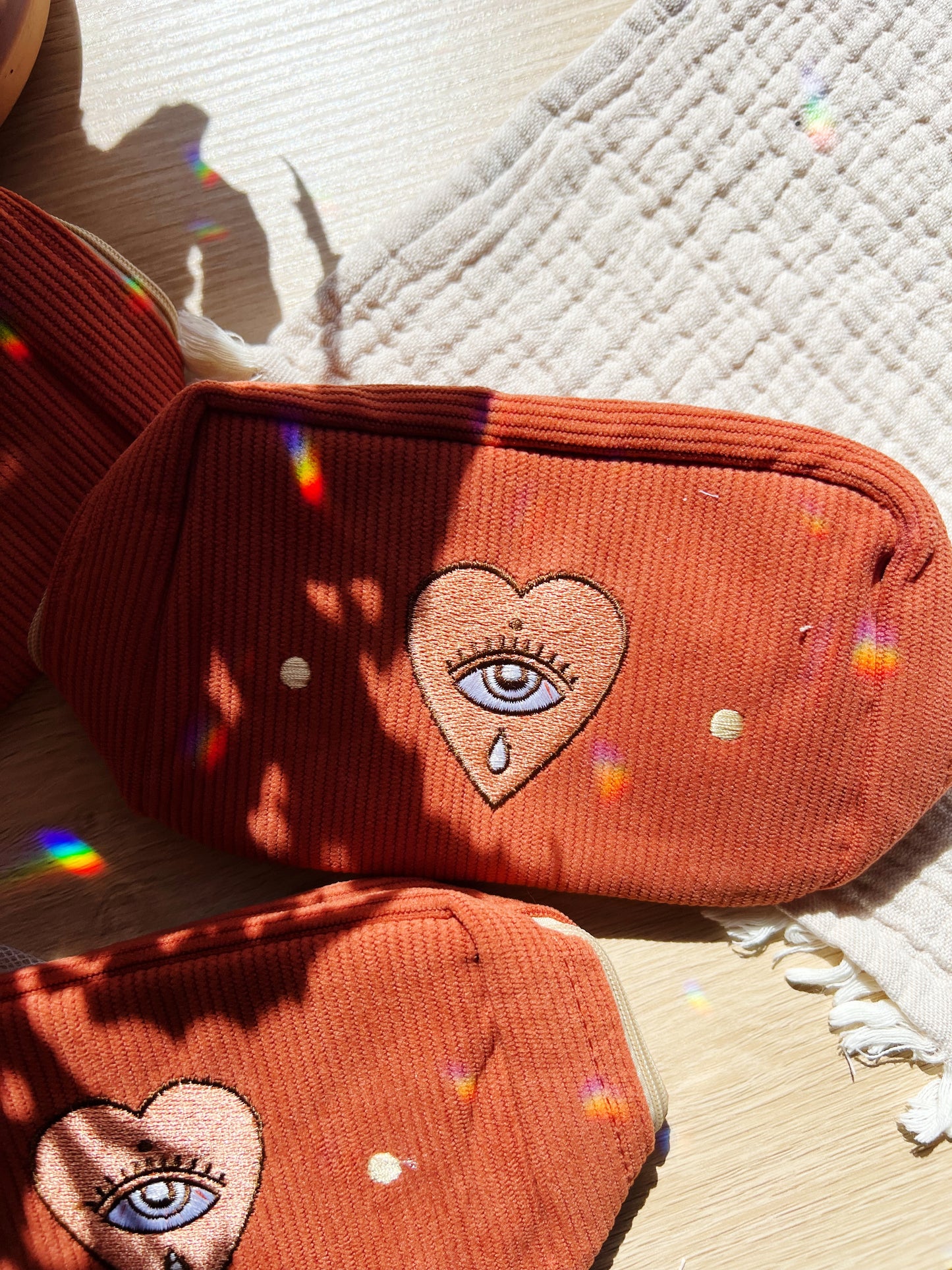 Corduroy Makeup Bag Rust